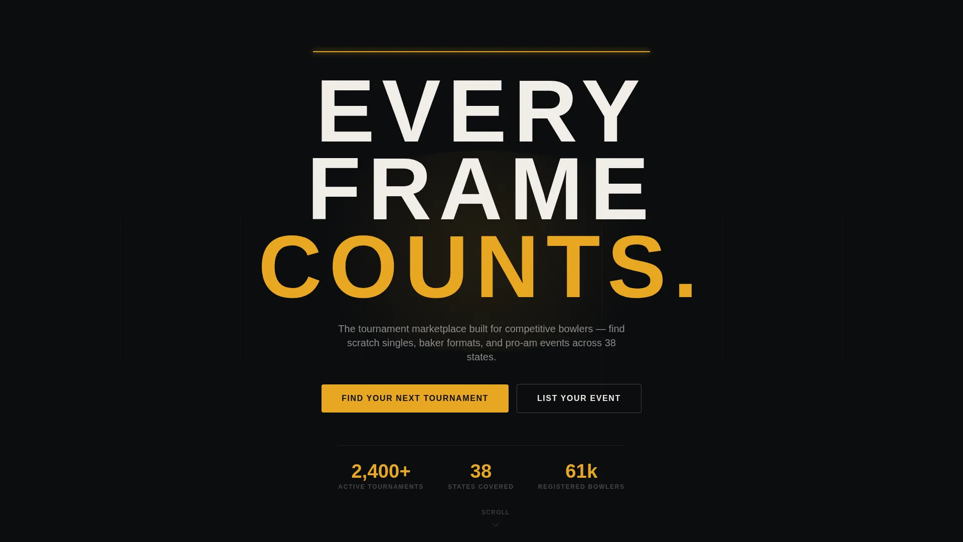 Cinematic Bowling Tournament Landing Page Template