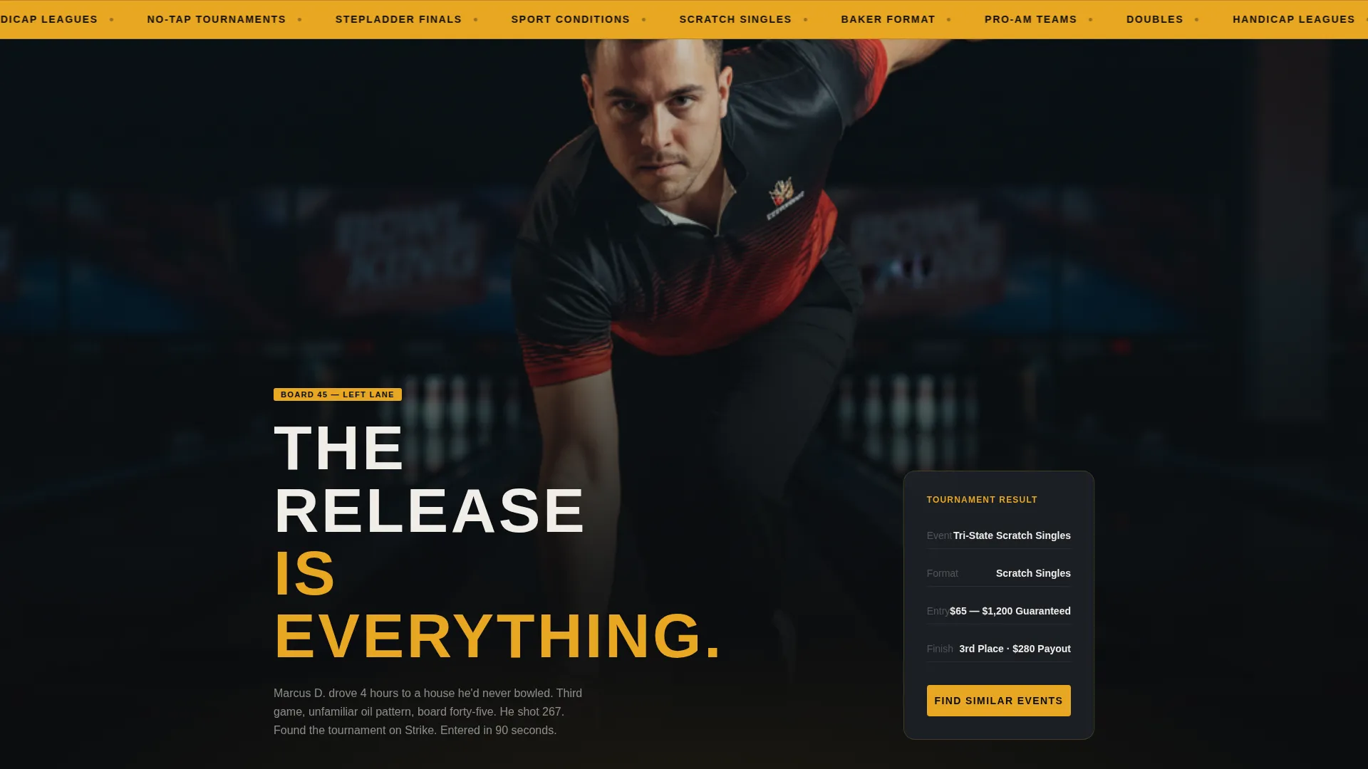 Cinematic Bowling Tournament Landing Page Template