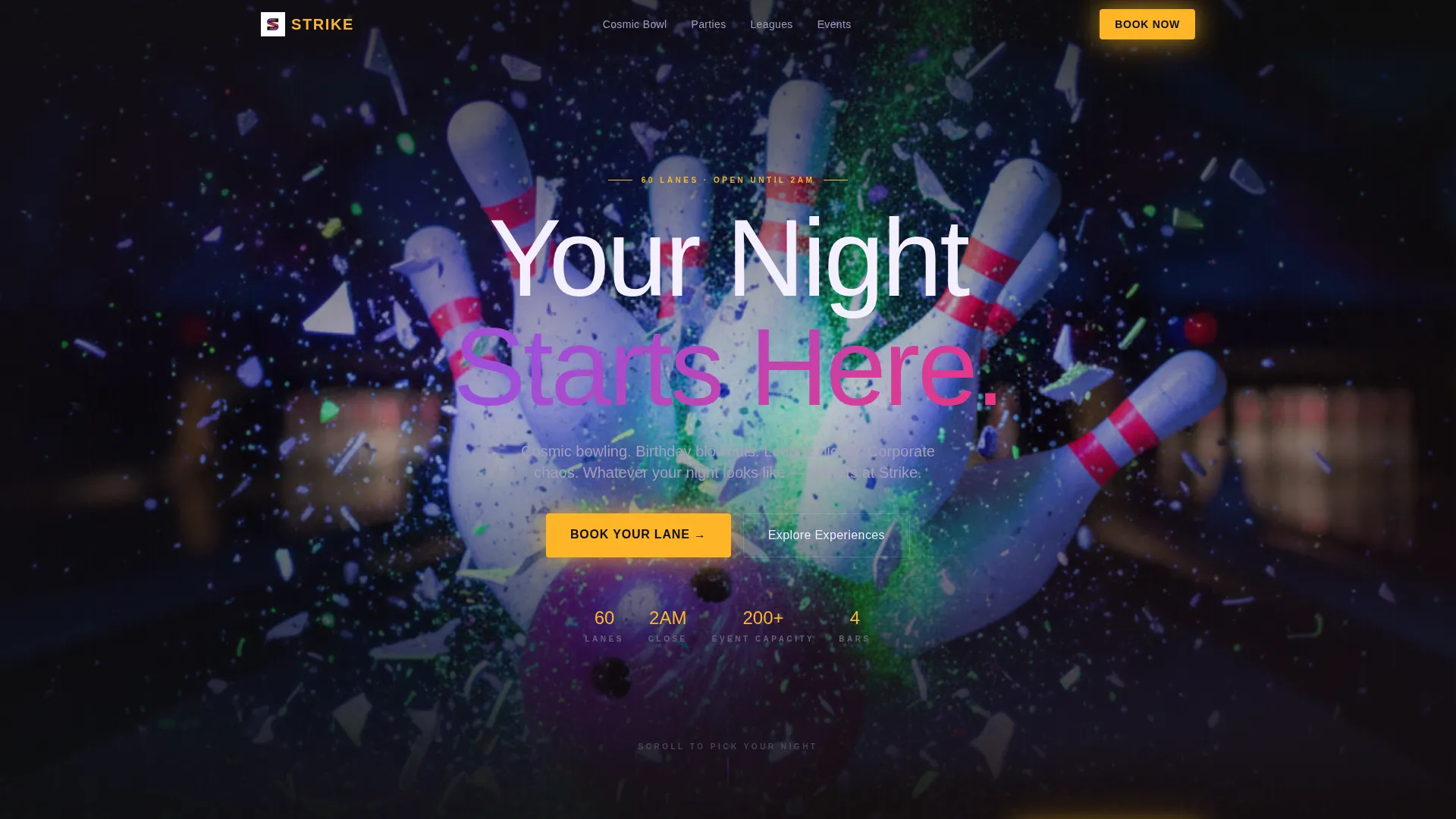 Bowling Venue Landing Page Template
