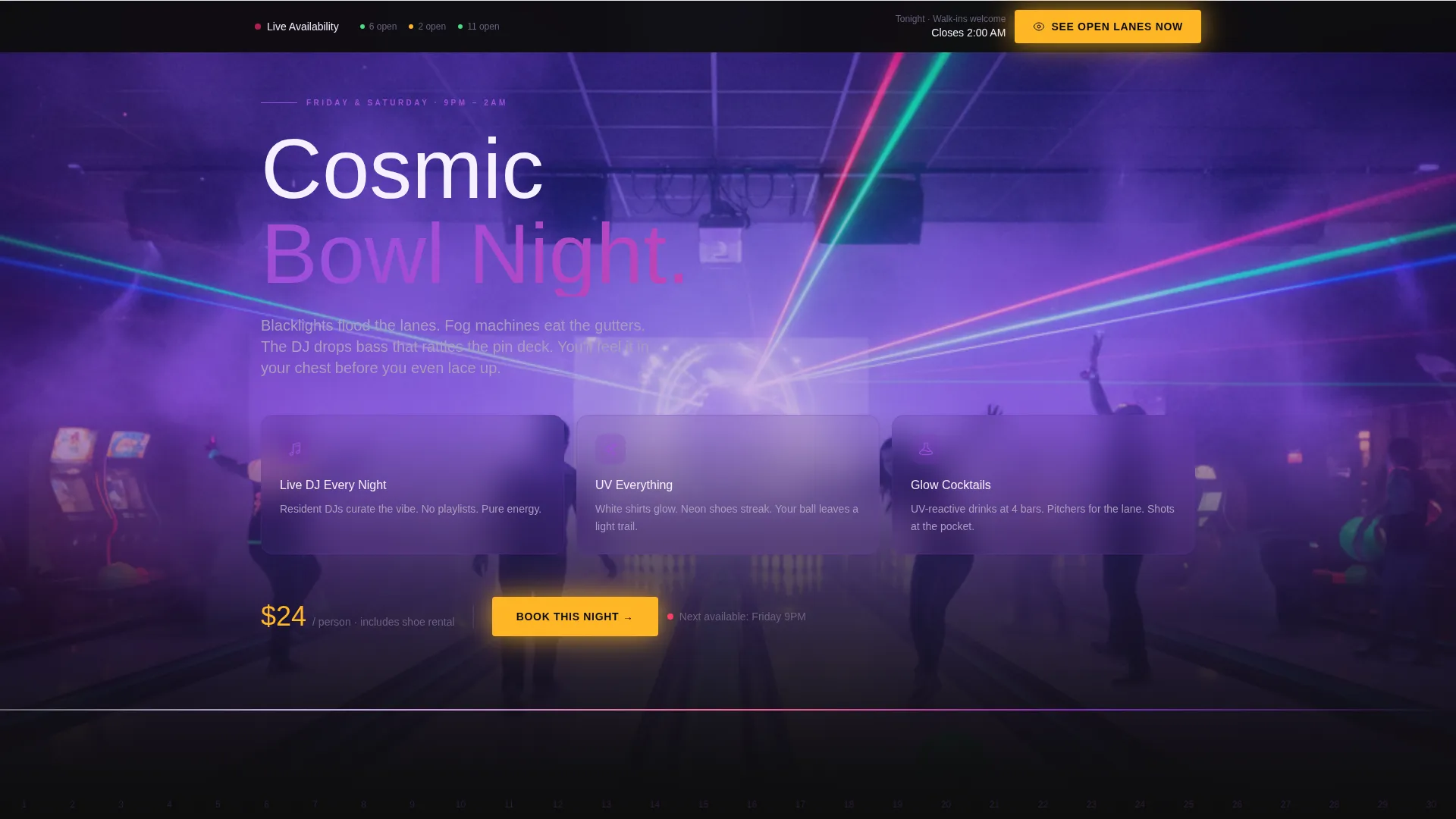 Bowling Venue Landing Page Template