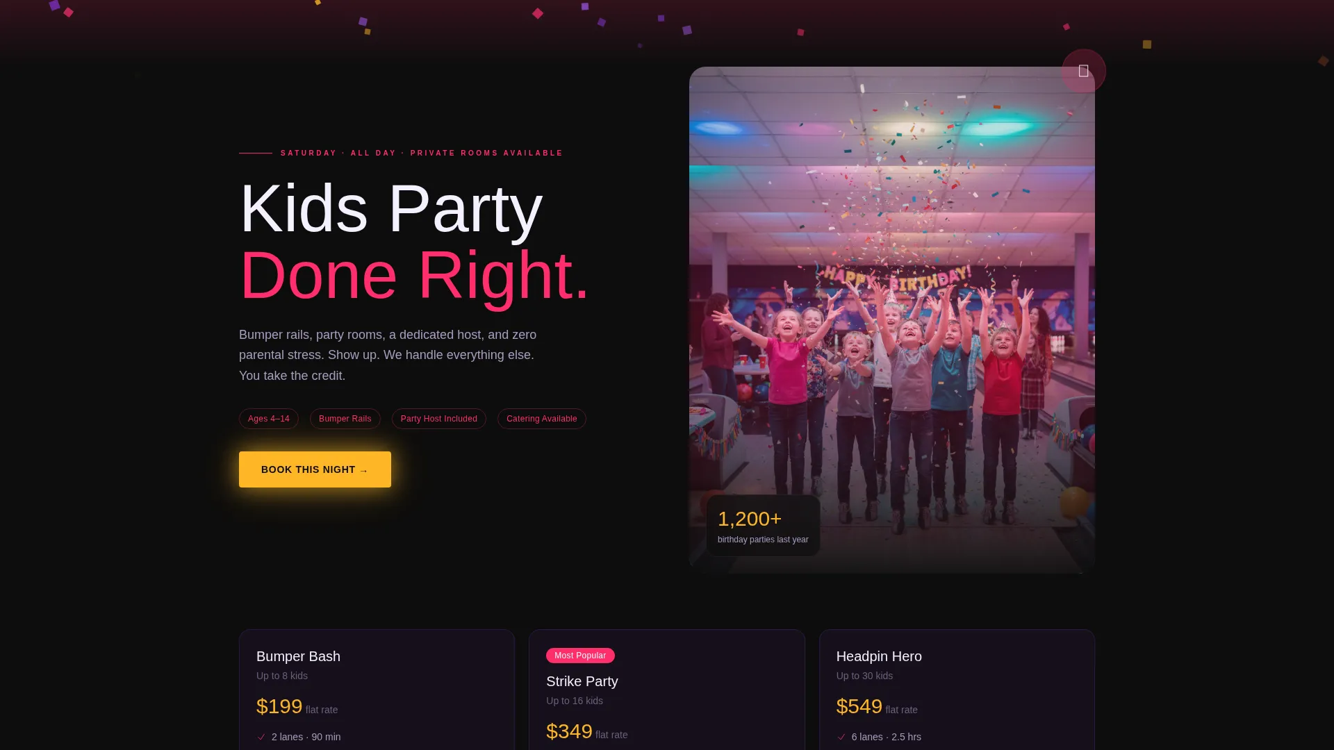 Bowling Venue Landing Page Template