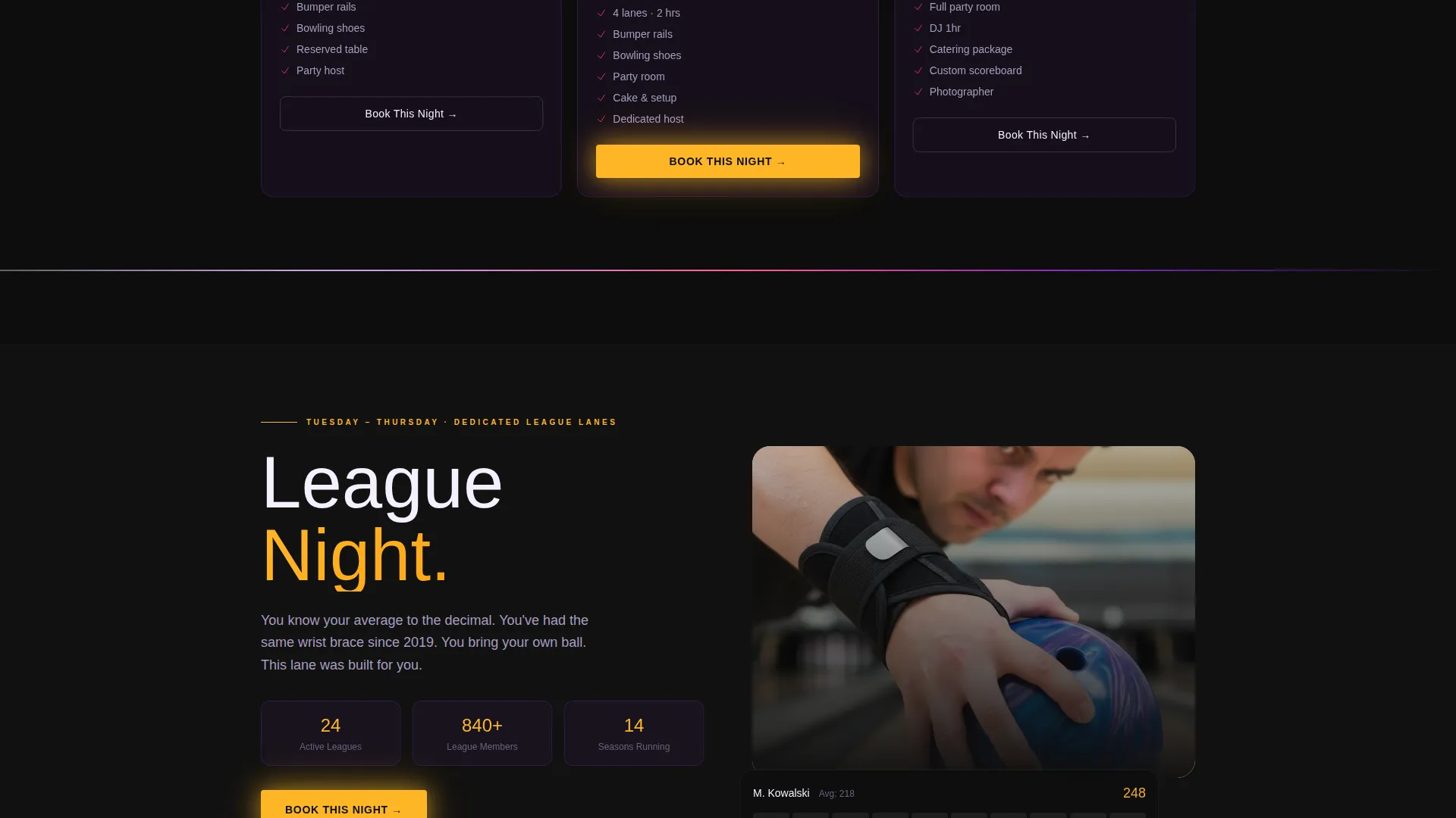 Bowling Venue Landing Page Template