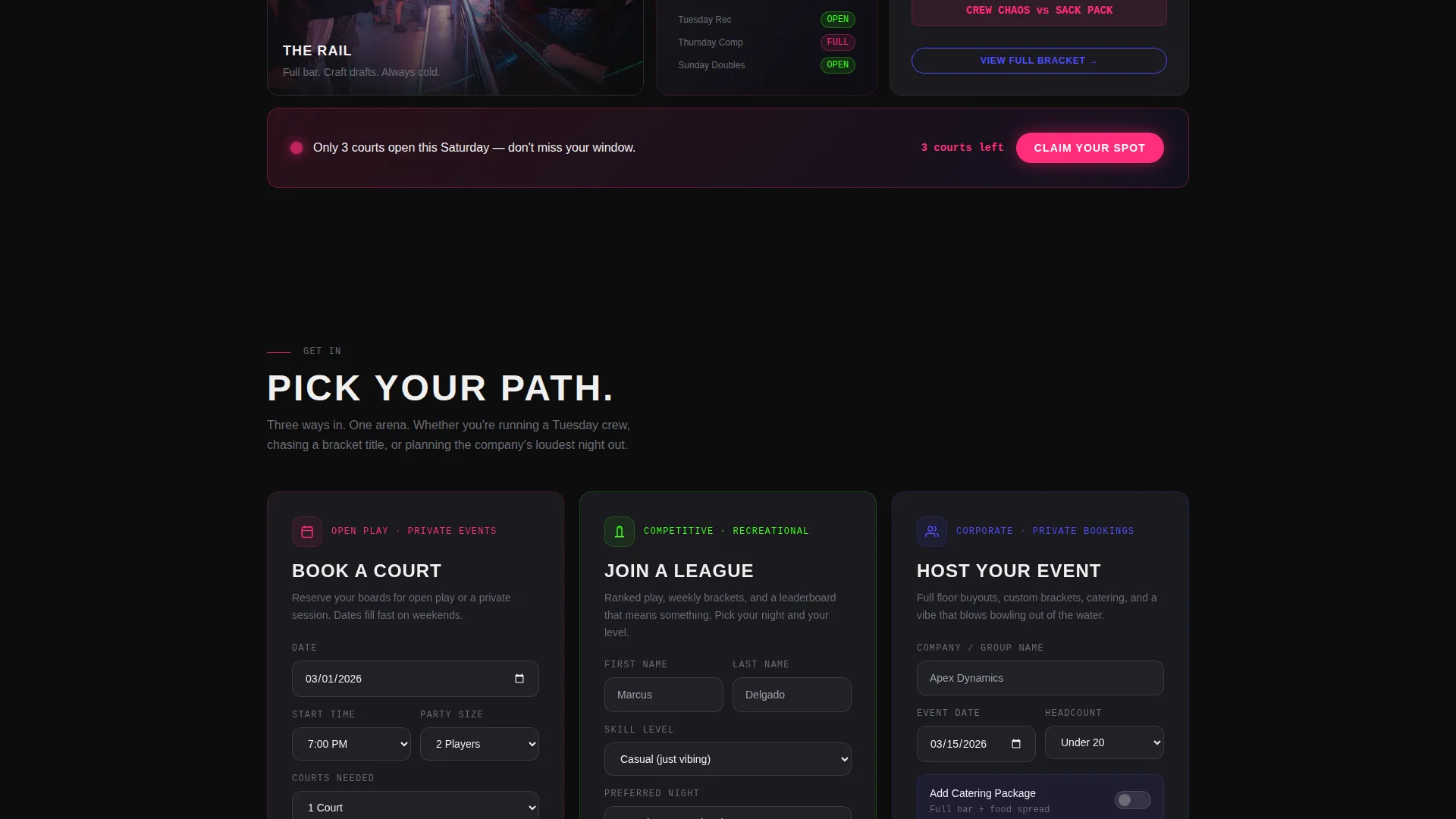 Cornhole Specialist Booking Website Template