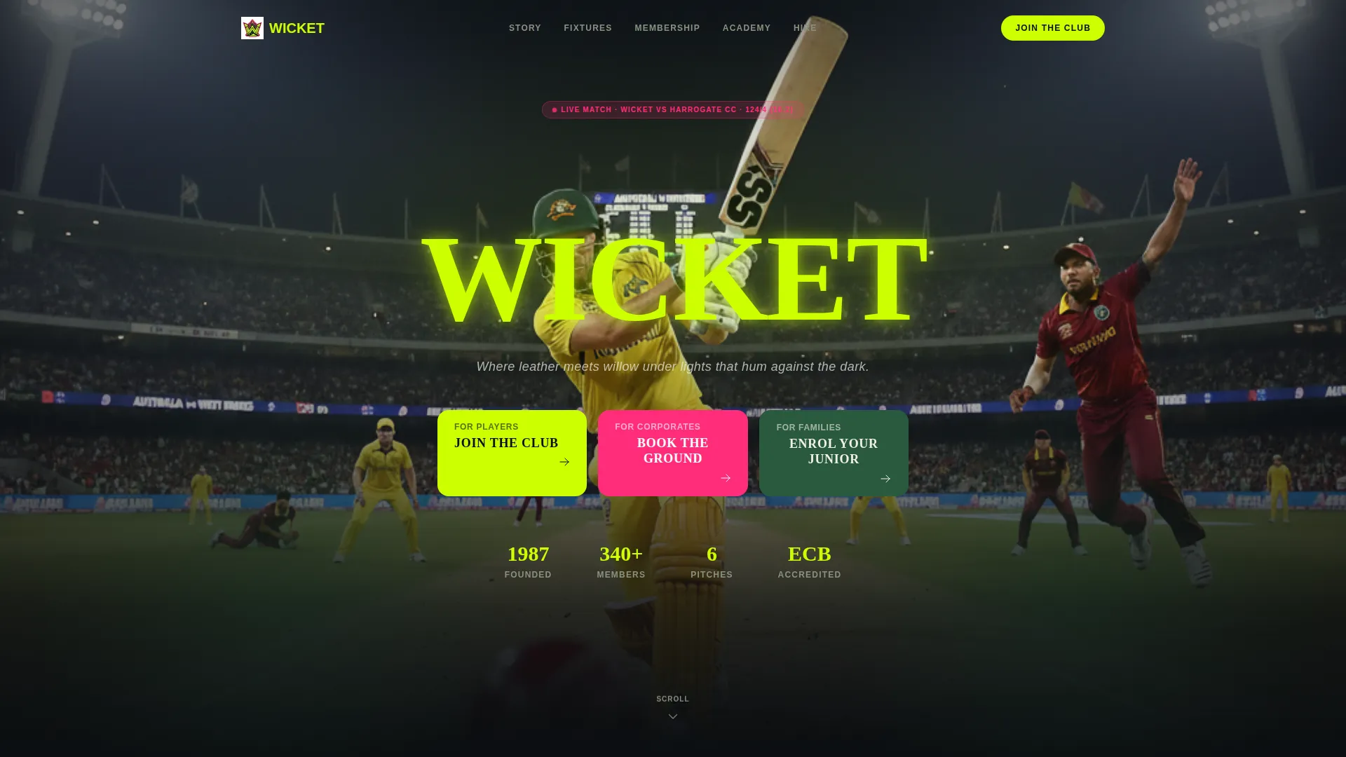 Cricket Booking Website Template