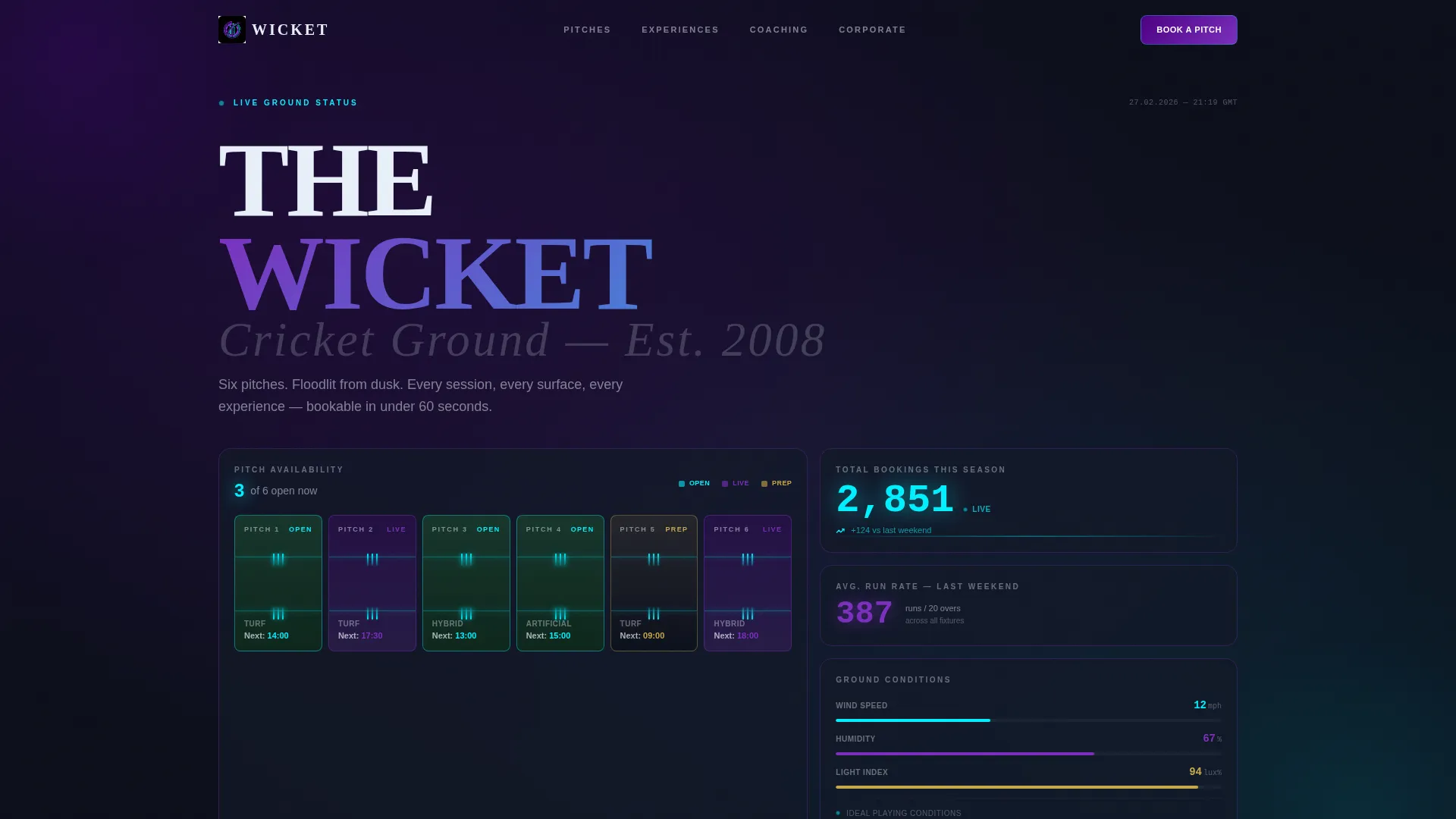 Stadium & Arena Booking Website Template