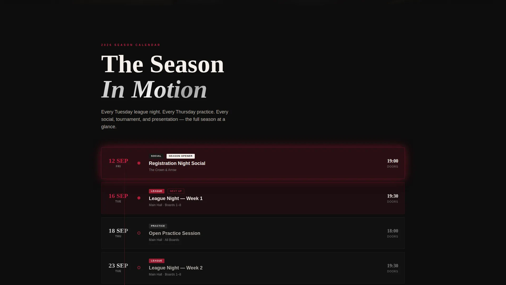 Specialist Darts Professional Website Template