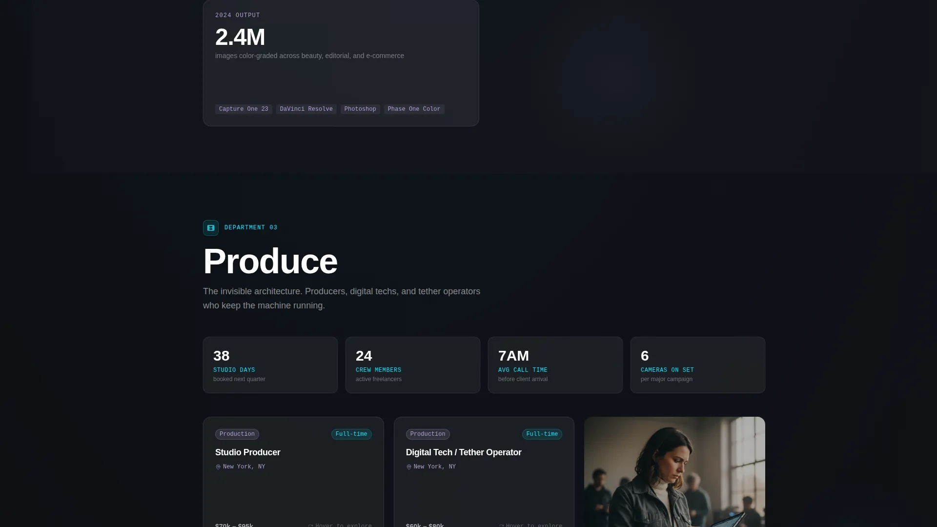 Photography Studio Careers & Department Roles Website Template