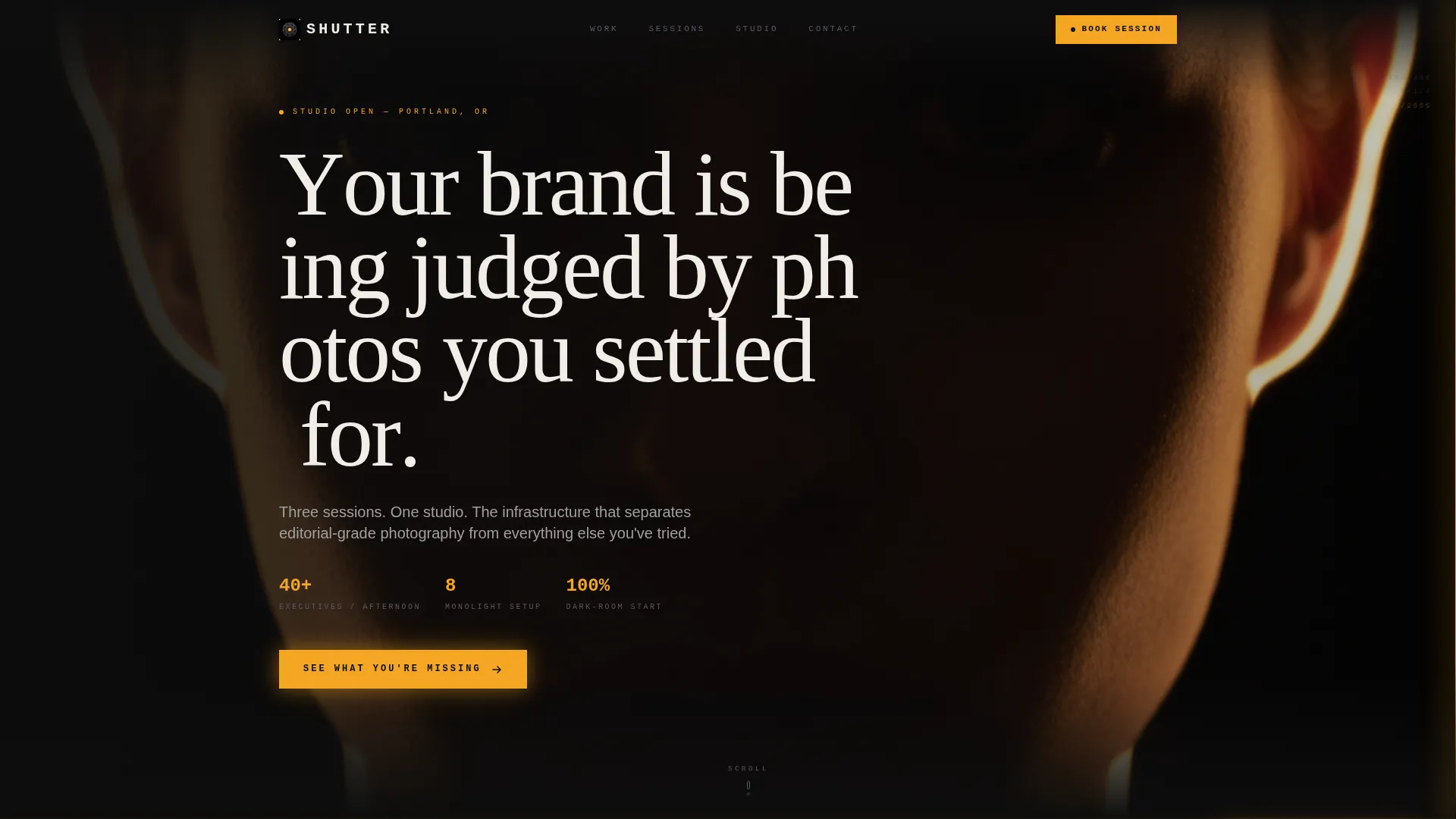 Commercial Photography Studio Problem-to-Solution Website Template