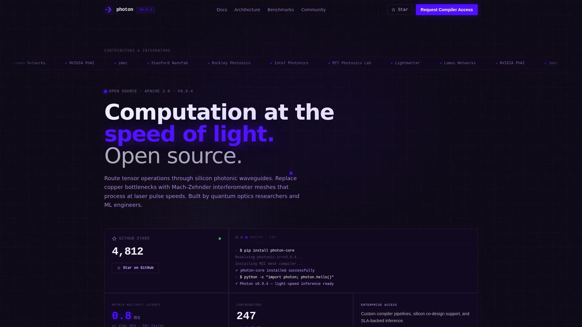 Photonic Computing Open Source Landing Page Template