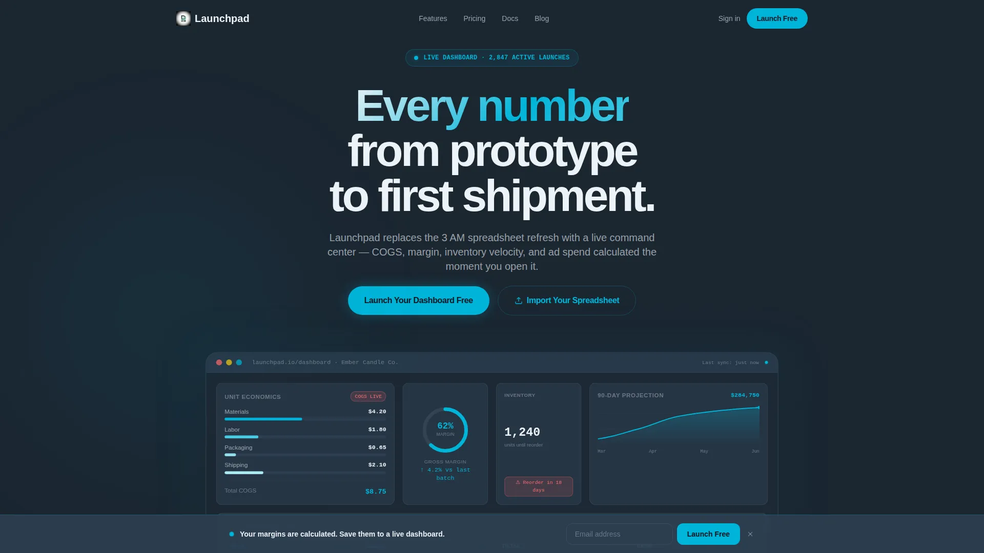Product Launch Dashboard Landing Page Template