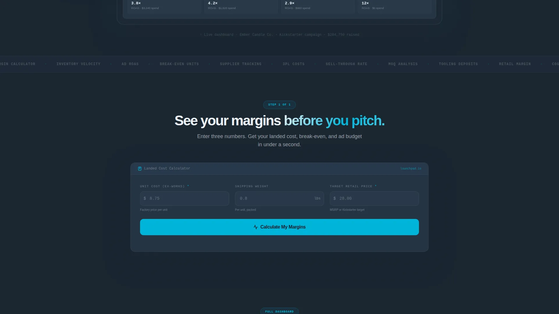 Product Launch Dashboard Landing Page Template