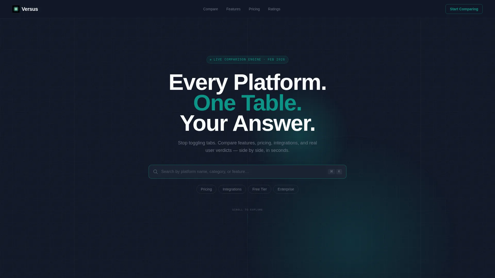 Platform Comparison Landing Page Template