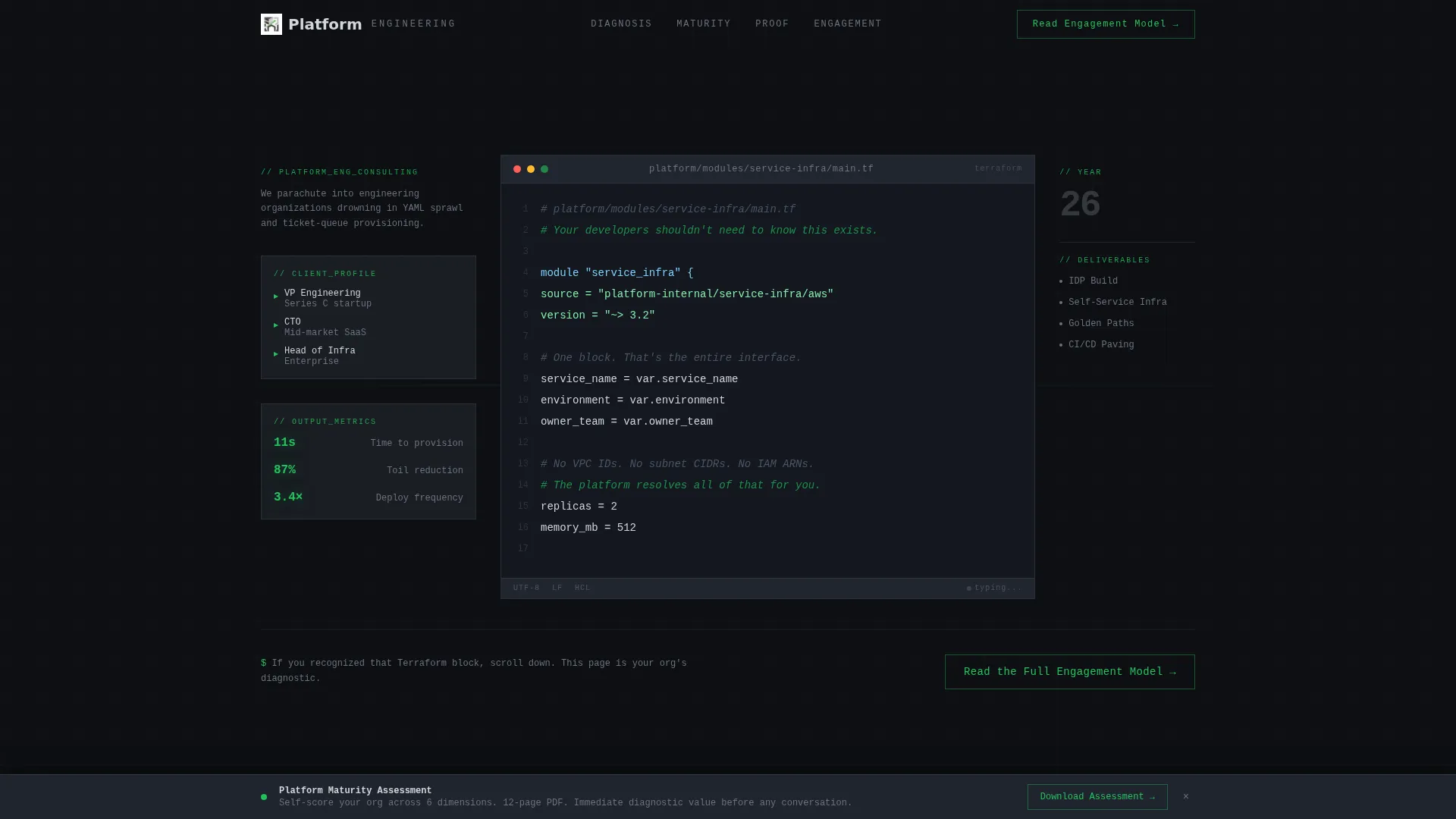 Platform Engineering Consulting Landing Page