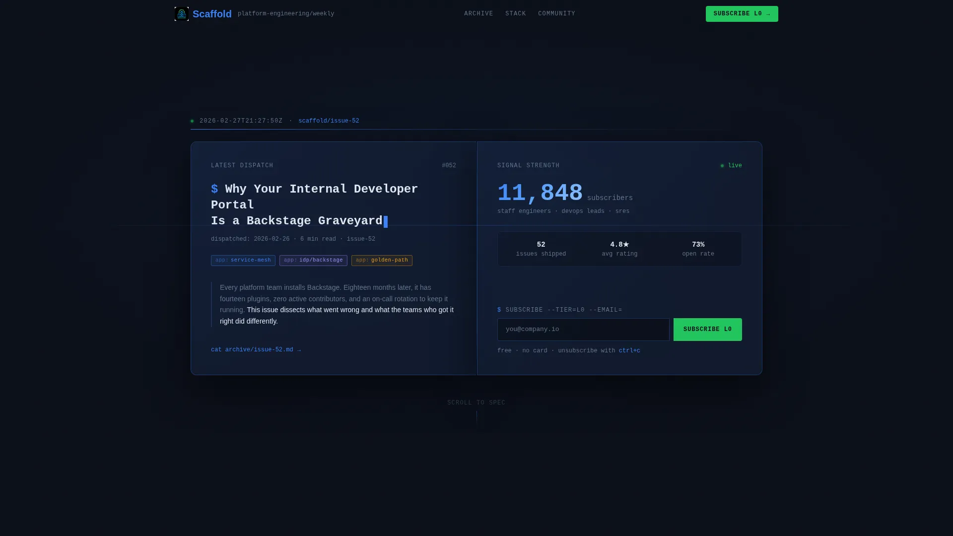 Platform Engineering Newsletter Landing Page Template