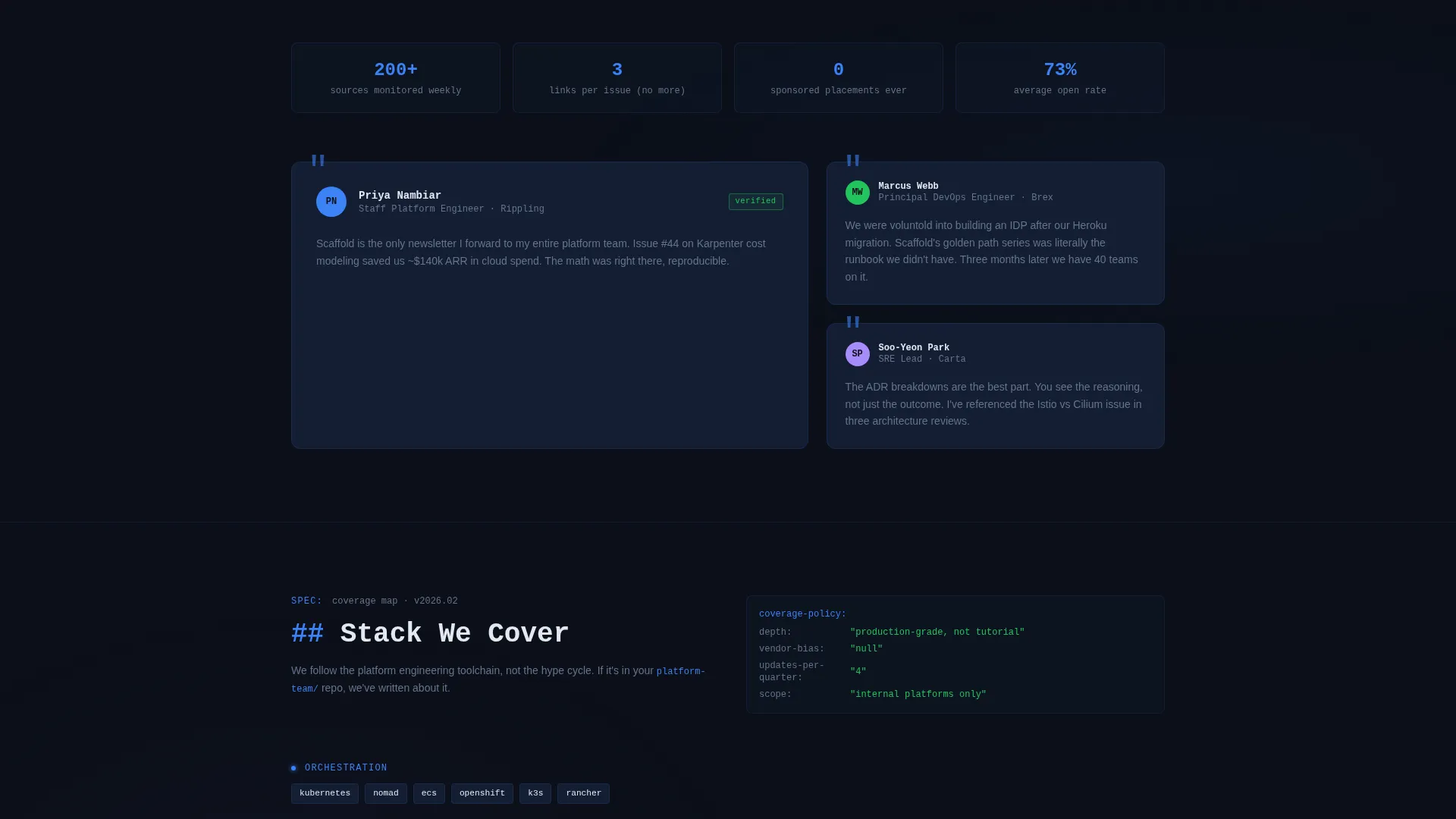 Platform Engineering Newsletter Landing Page Template