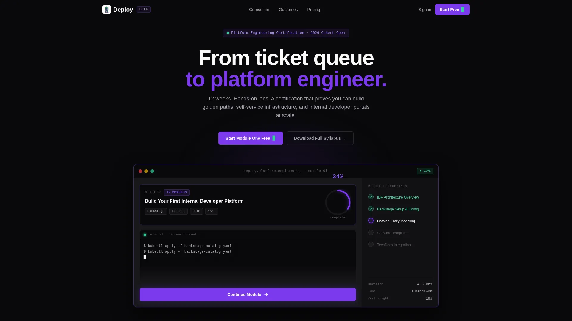 Platform Engineering Training Landing Page Template