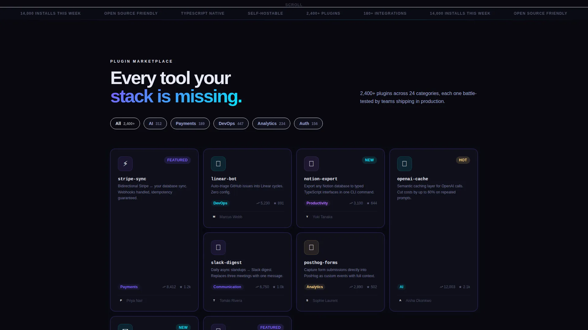 & Extension Marketplace Landing Page Template