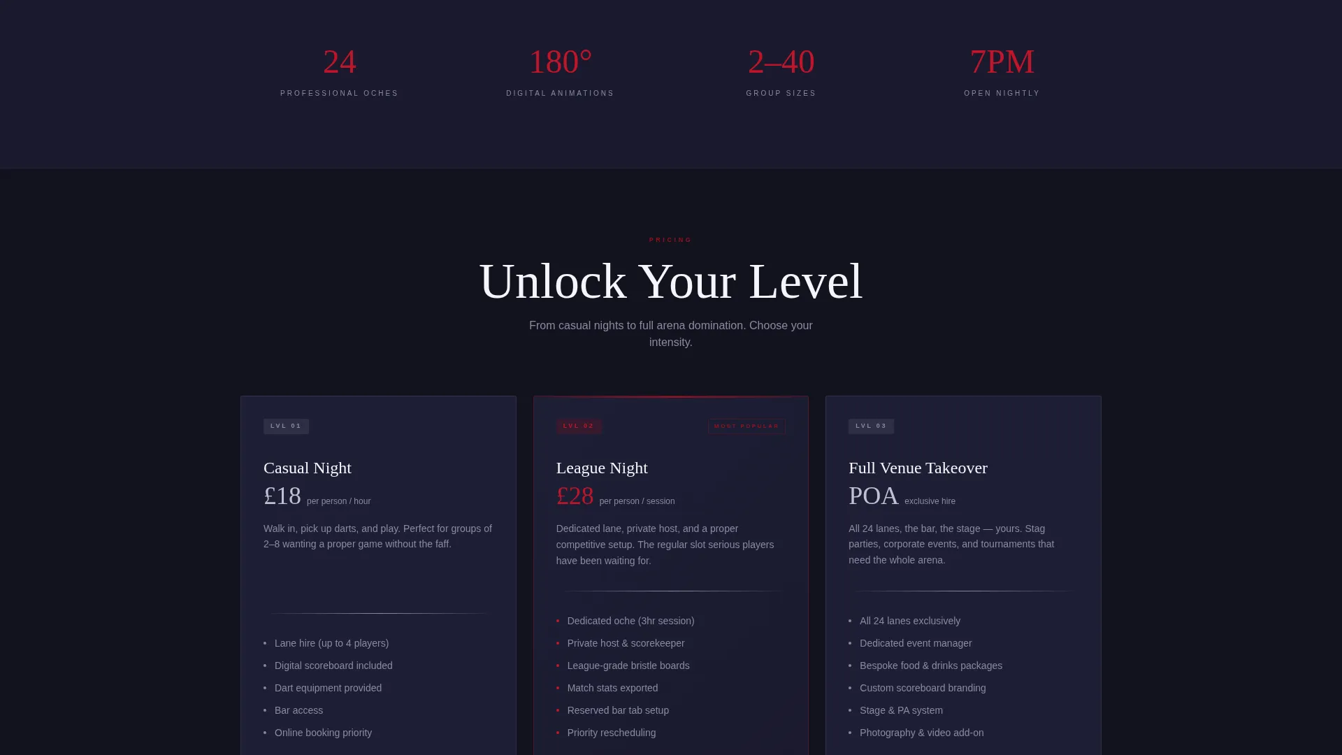 Darts Booking Website Template