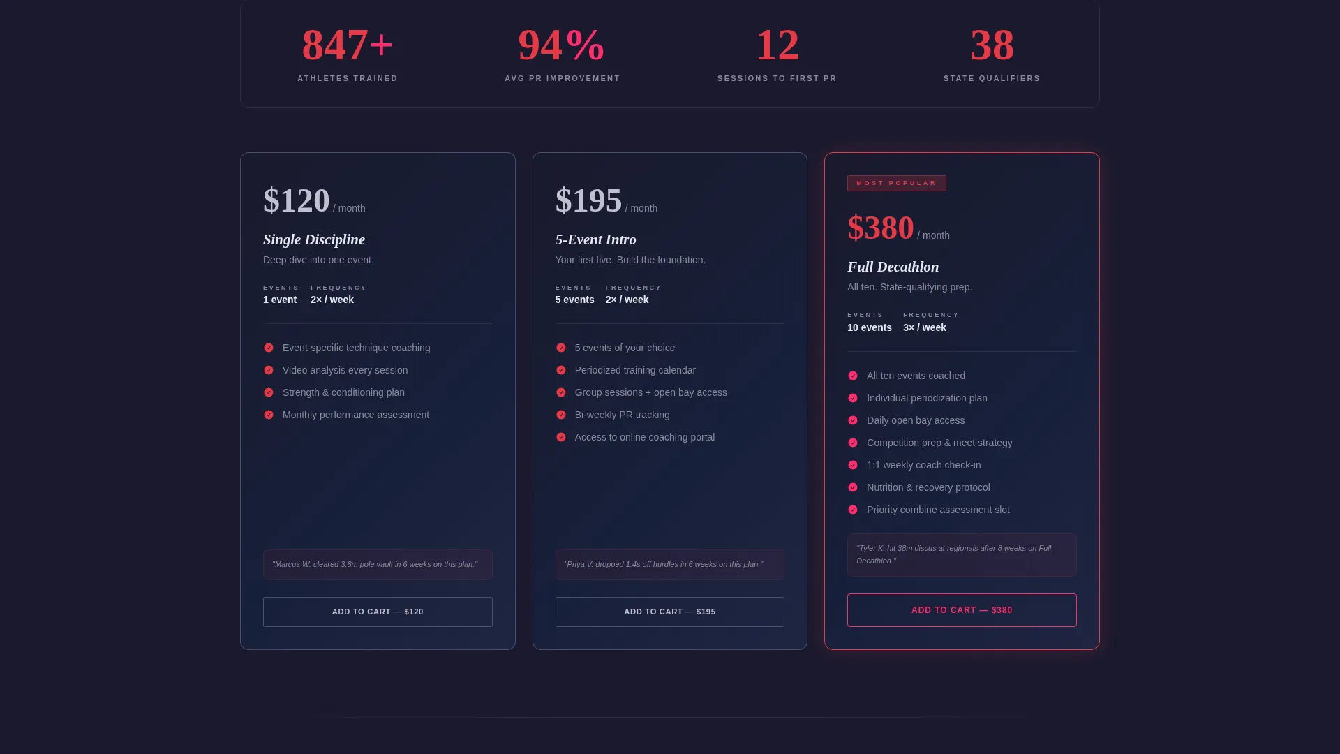 Decathlon Pricing Website Template