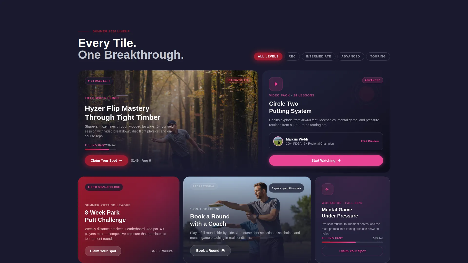 Dynamic Disc Golf Tournament Landing Page Template