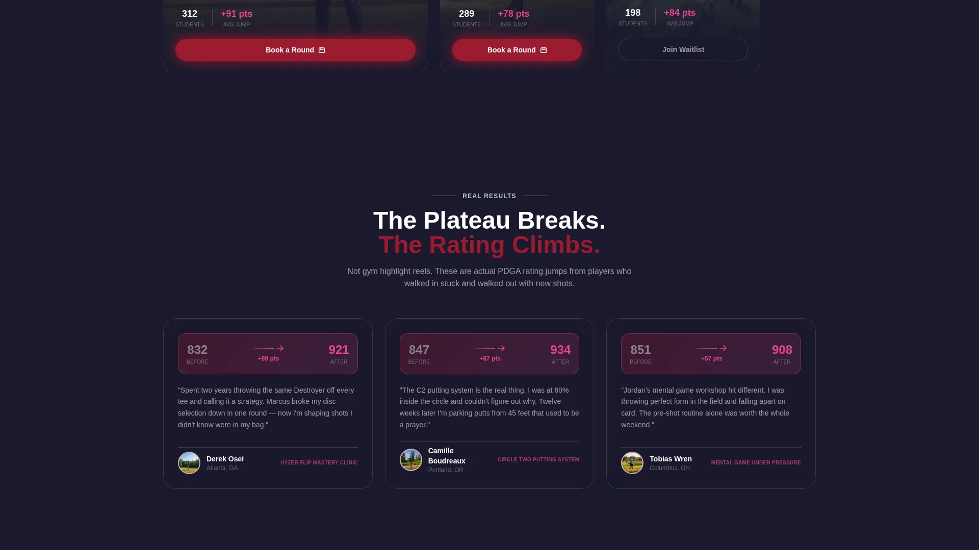 Dynamic Disc Golf Tournament Landing Page Template