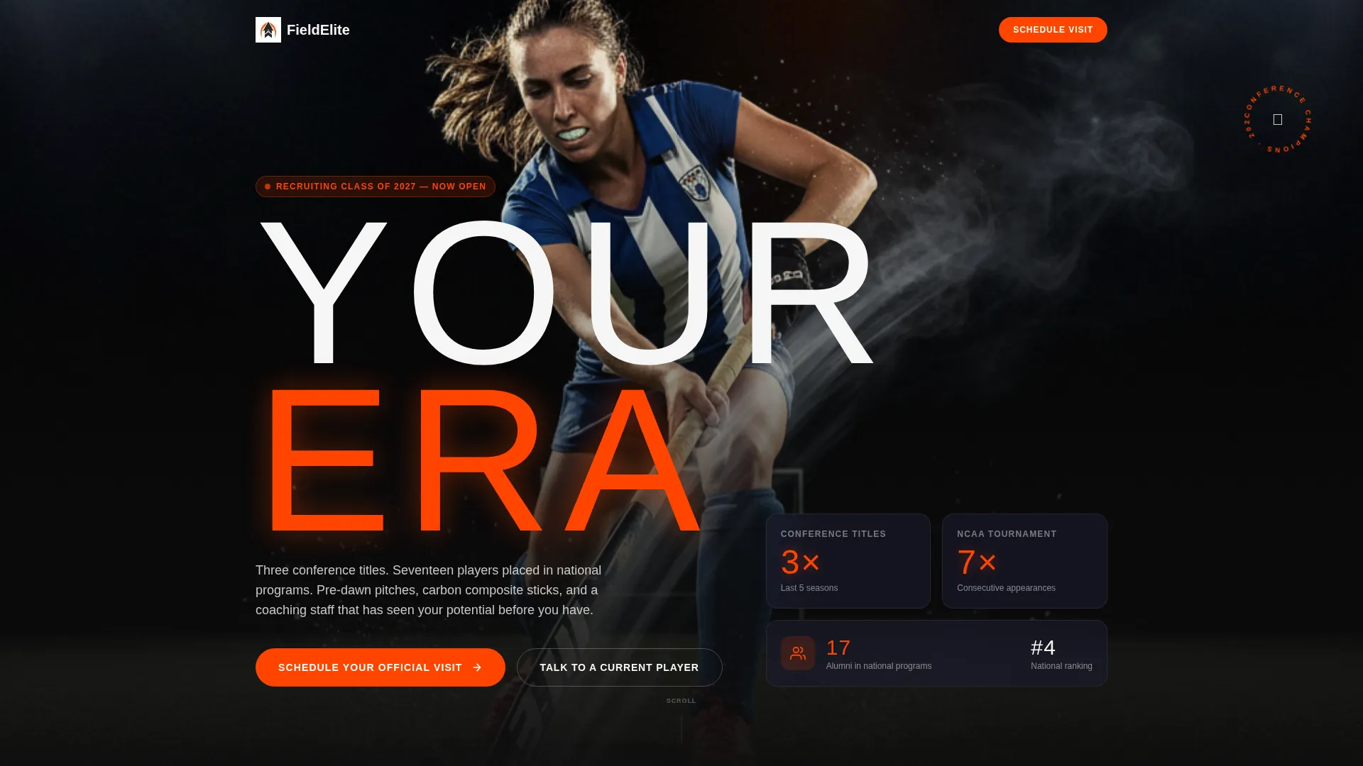Field Hockey Leagues Booking Website Template