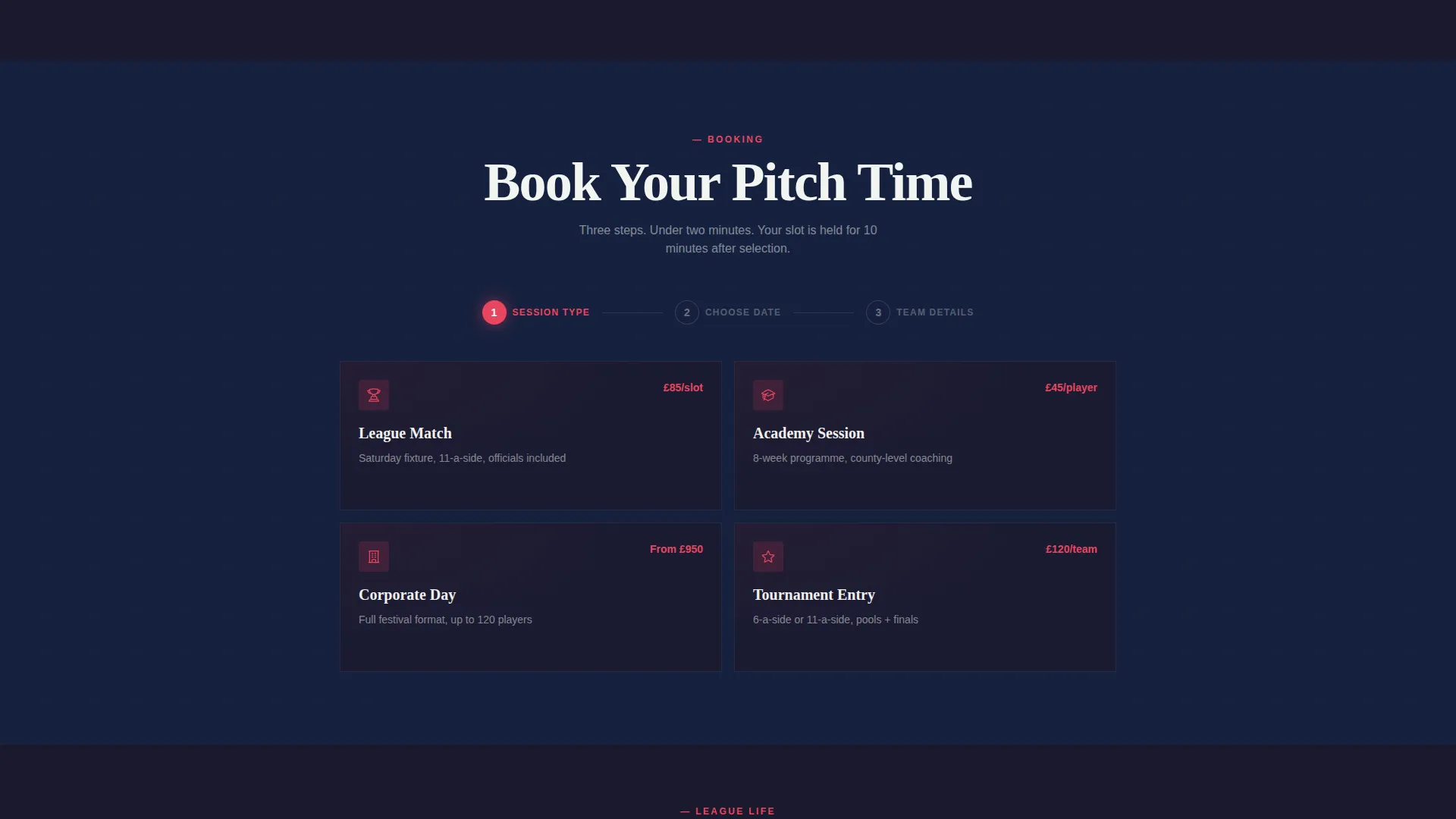 Field Hockey Booking Website Template