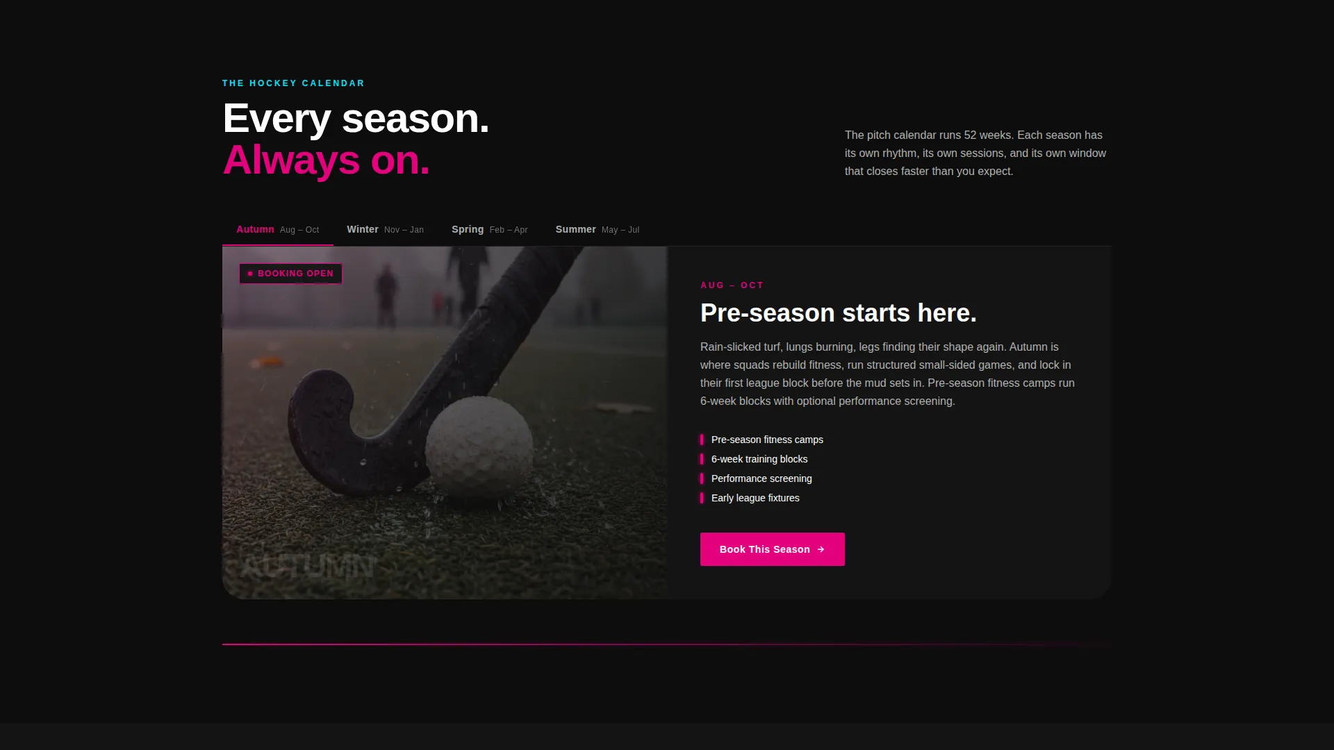 Field Hockey Leagues Specialist Booking Website Template