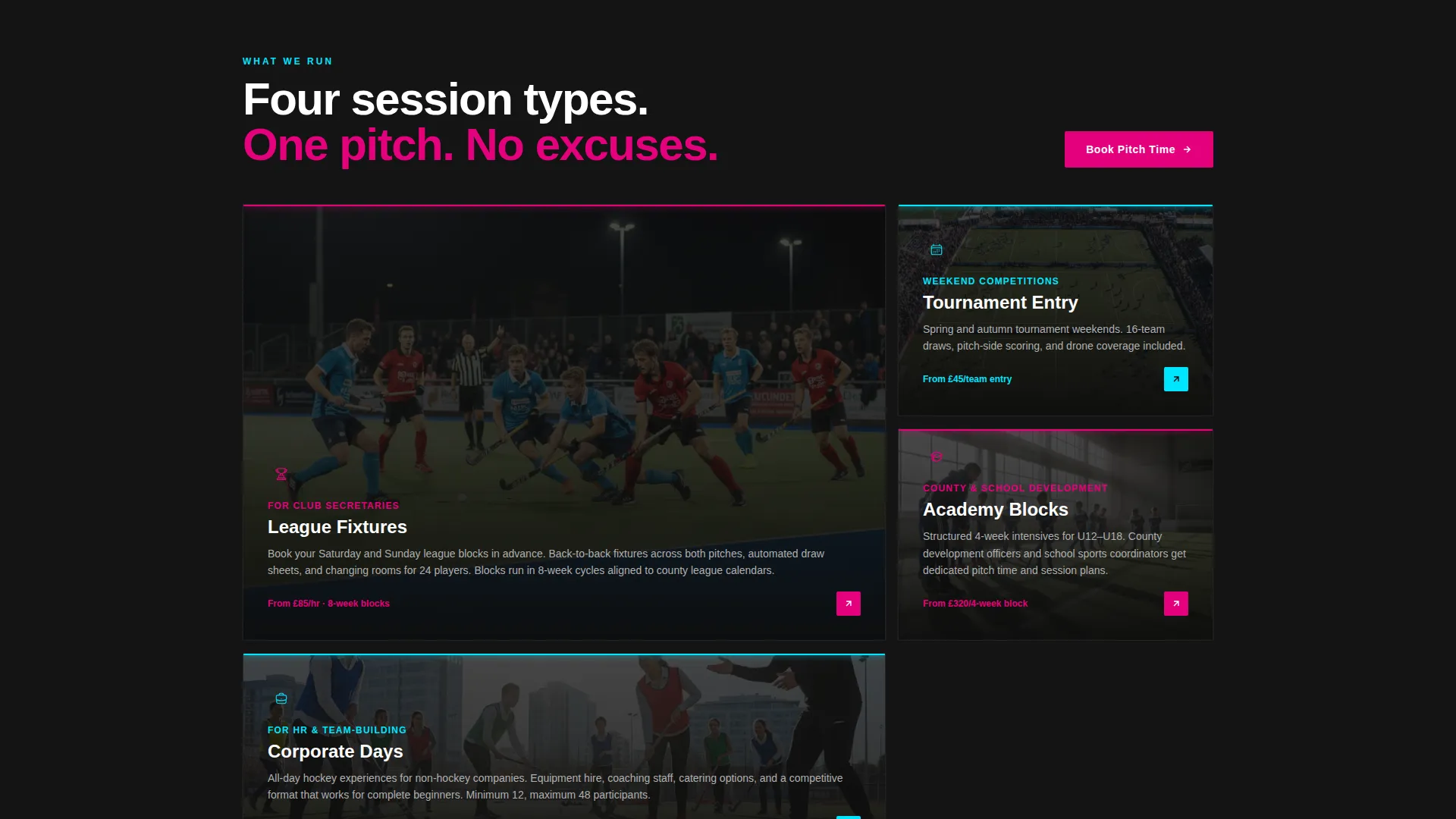 Field Hockey Leagues Specialist Booking Website Template