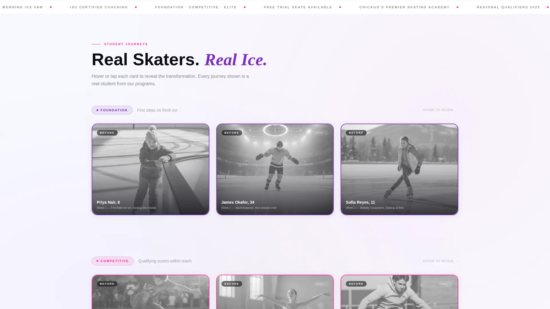 Figure Skating Pricing & Packages Website Template
