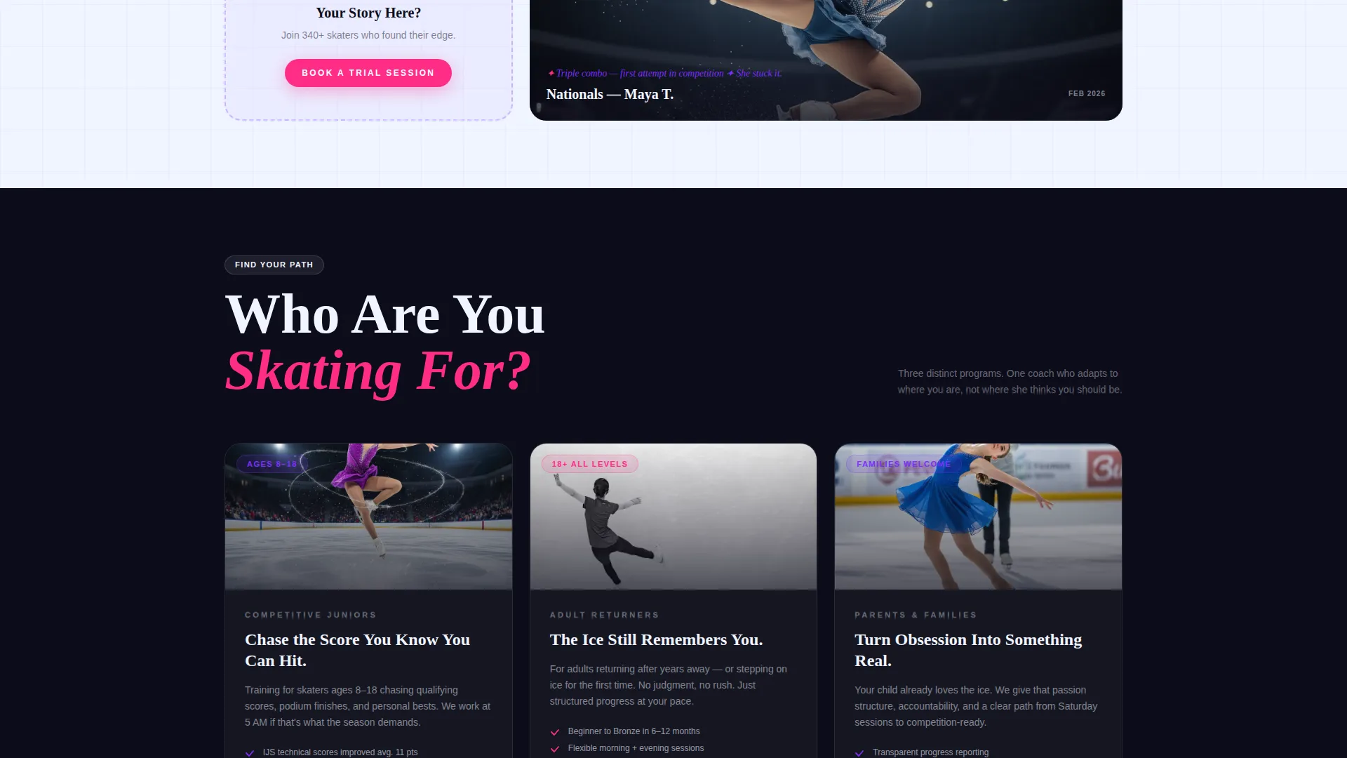Figure Skating Booking Website Template