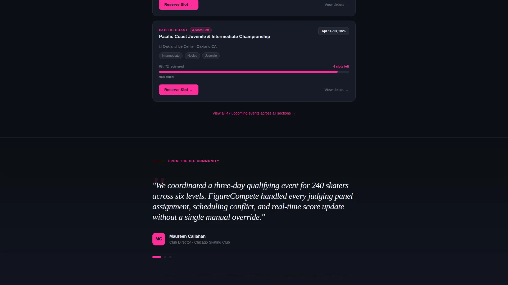 Figure Skating Specialist Booking Website Template