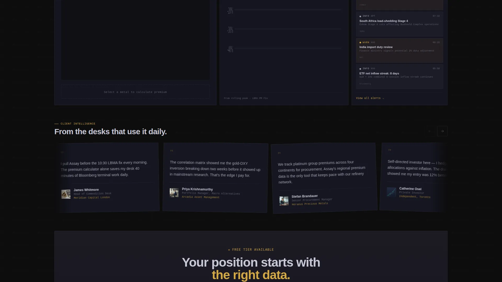 Precious Metals Vertical SaaS Pricing Website Template