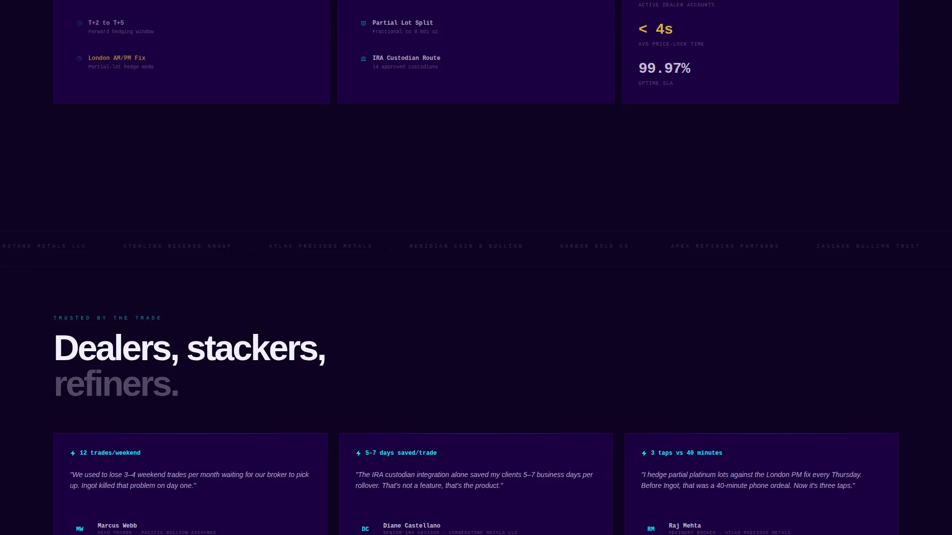 Precious Metals Booking System Landing Page Template