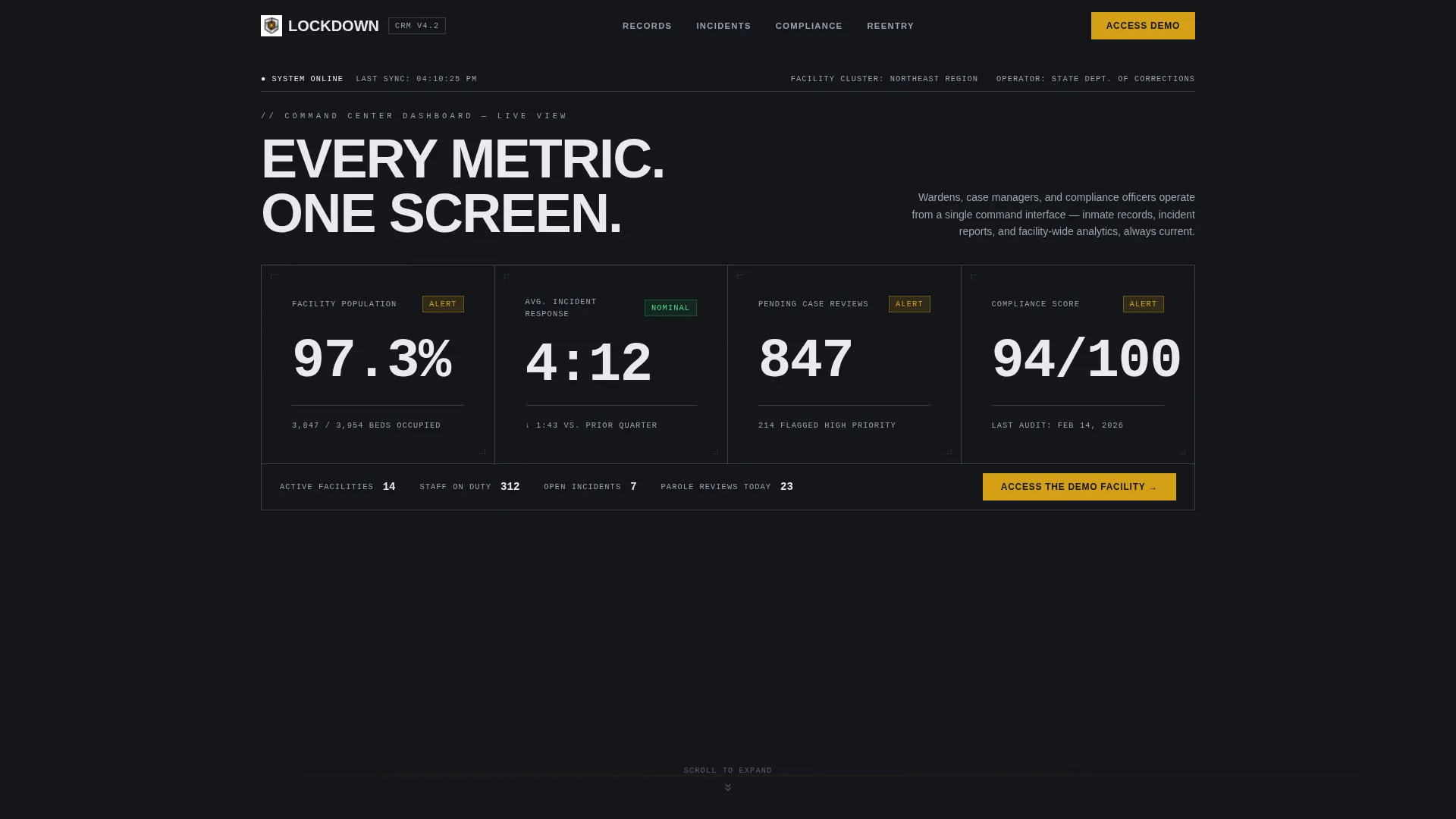 Corrections CRM Landing Page Template