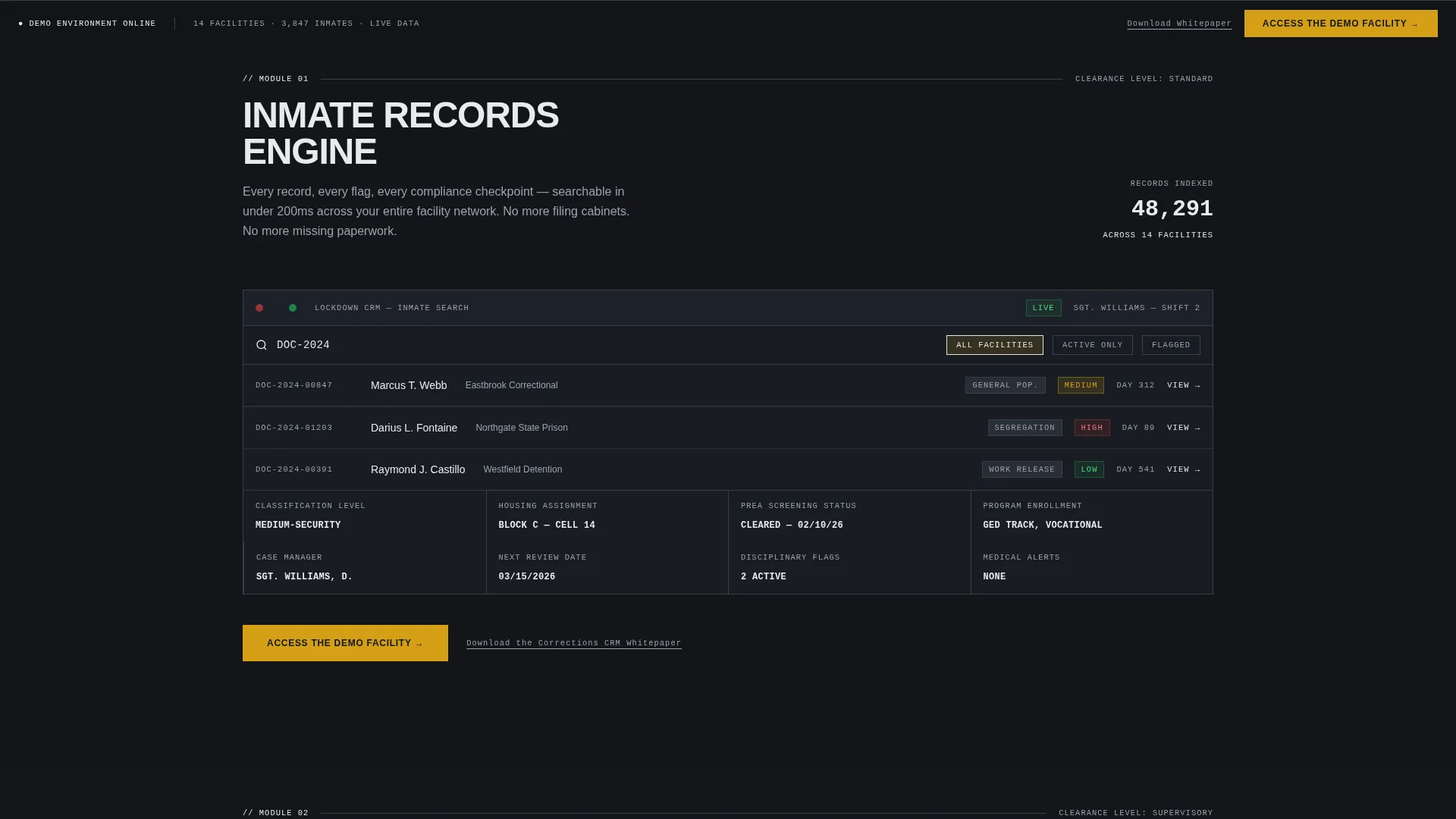 Corrections CRM Landing Page Template