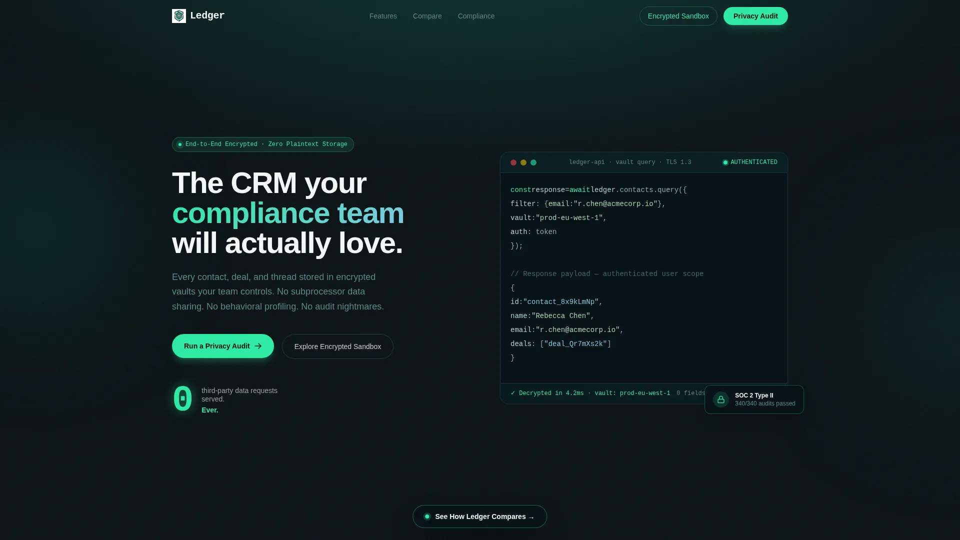 Encrypted Privacy-First CRM Landing Page Template