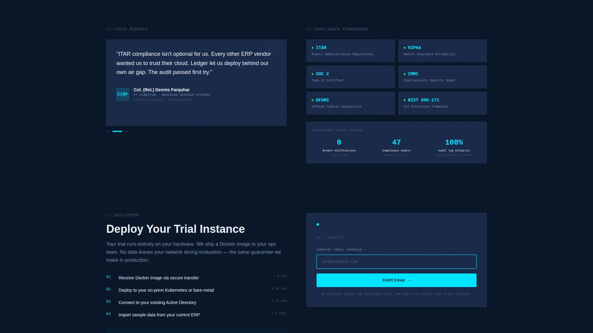 Privacy-First ERP Comparison Table Landing Page