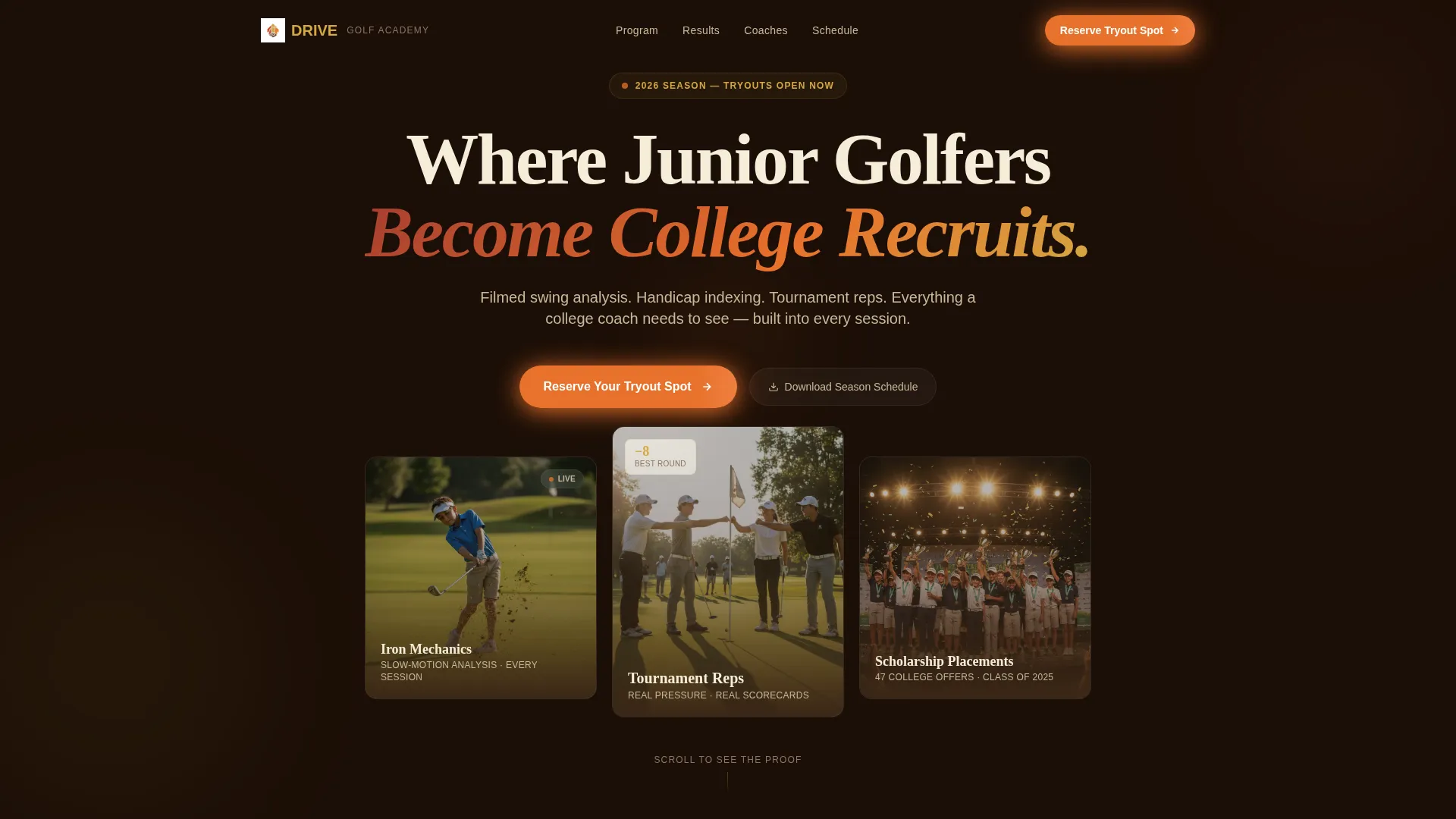 Championship Golf Course Landing Page Template
