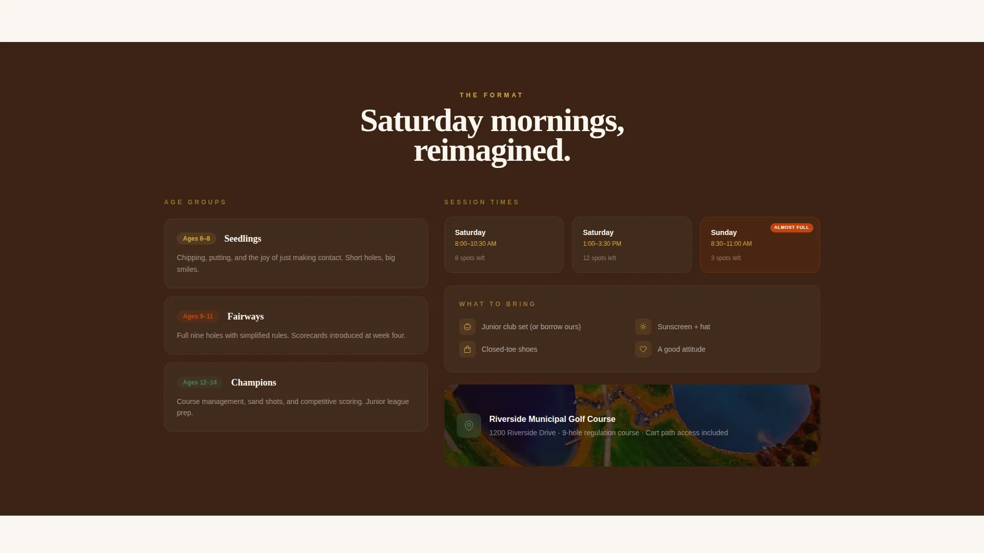 Golf Leagues Specialist Professional Website Template