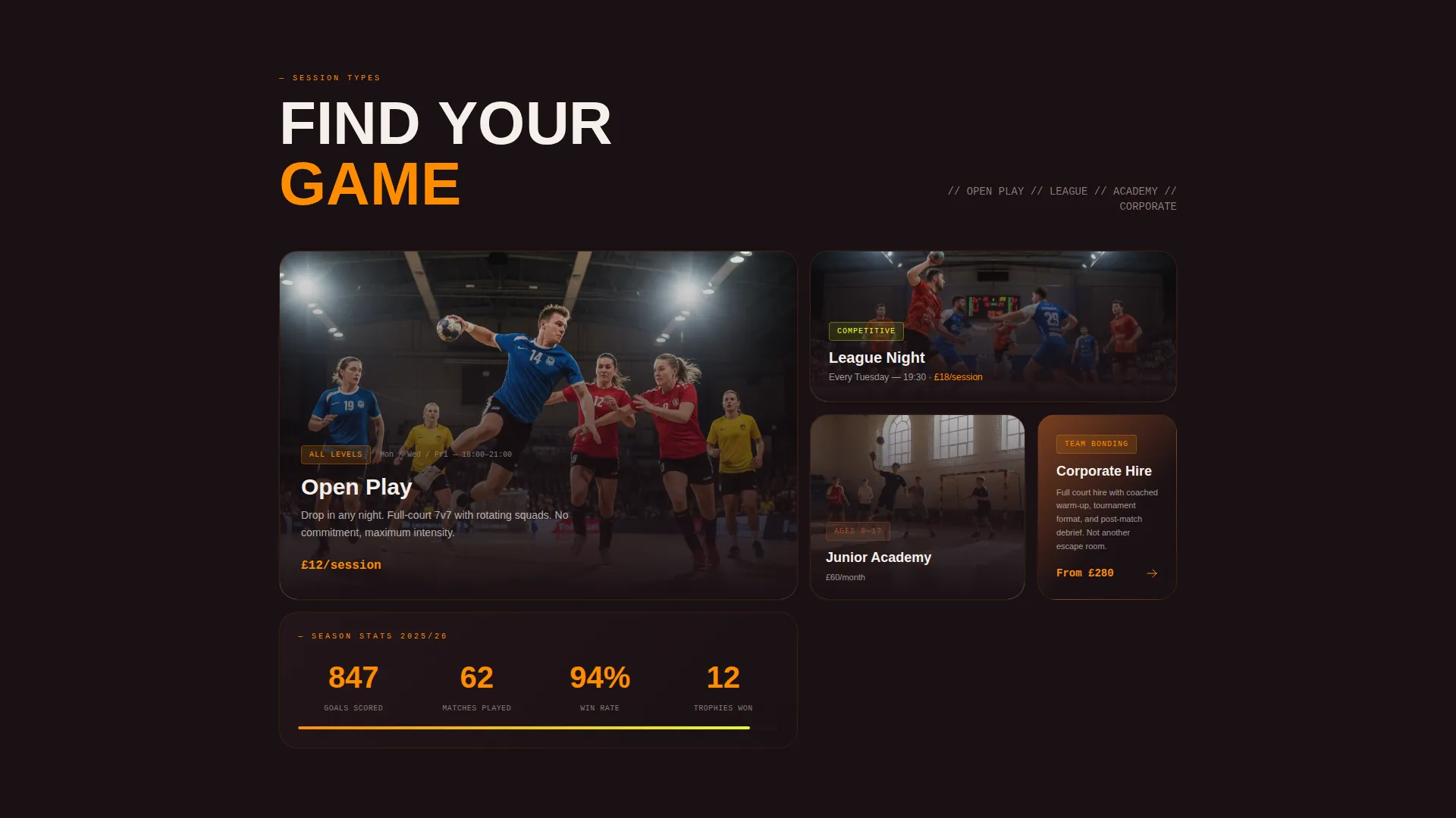 Handball Specialist Booking Website Template