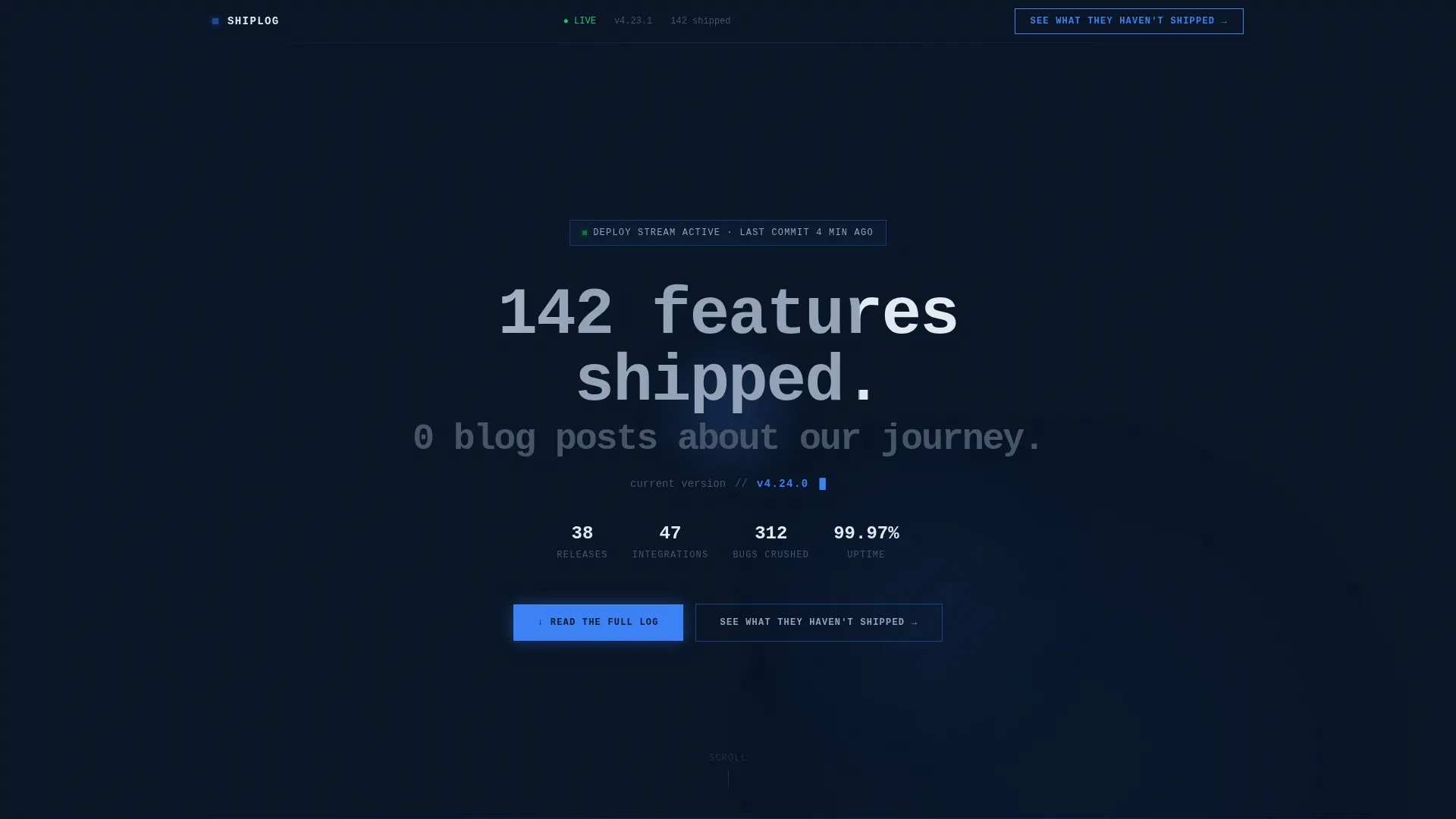 Changelog & Release Notes Professional Website Template