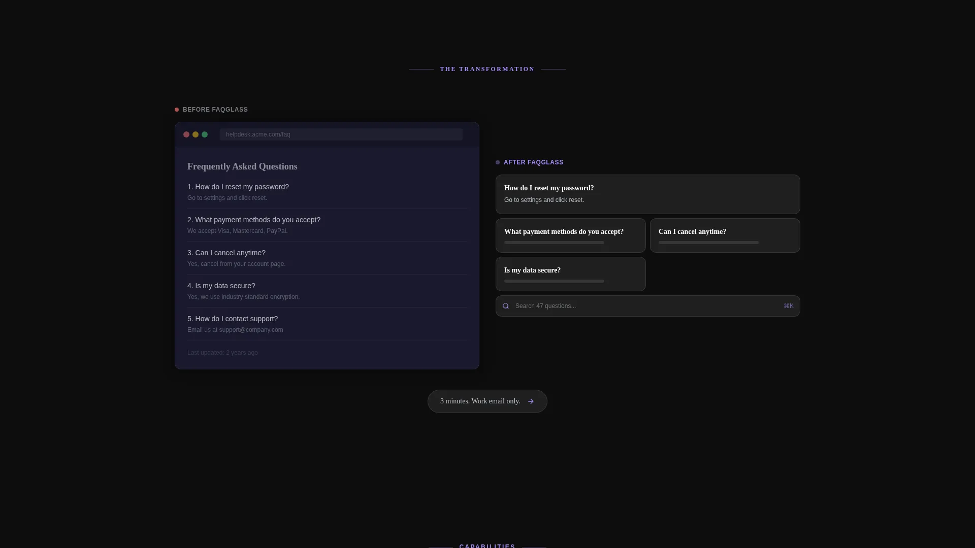 FAQ & Support Page FAQ Website Template