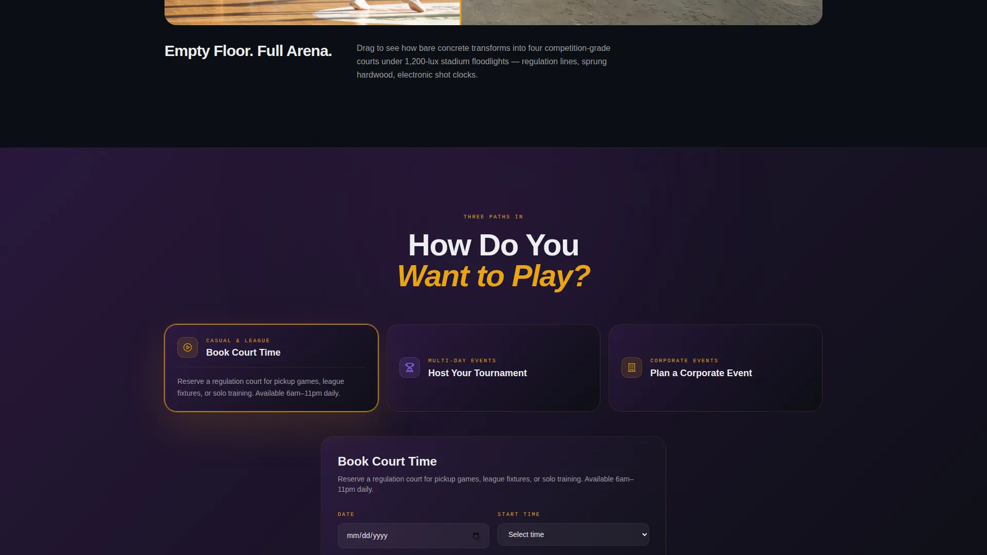 Handball Booking Website Template