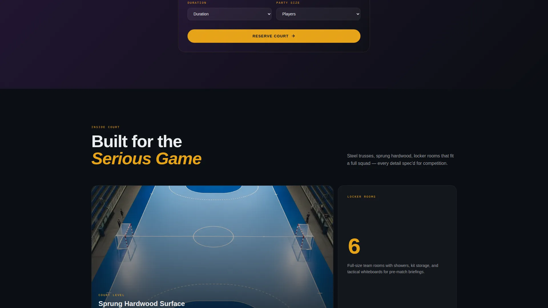 Handball Booking Website Template
