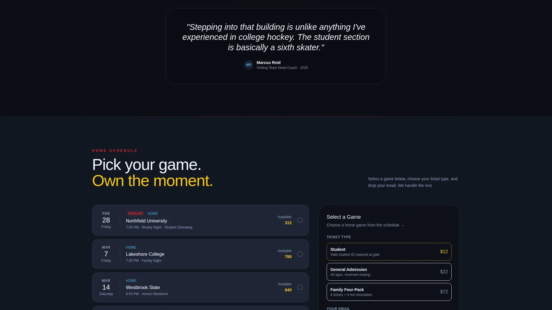 Ice Hockey Leagues Advanced Professional Website Template