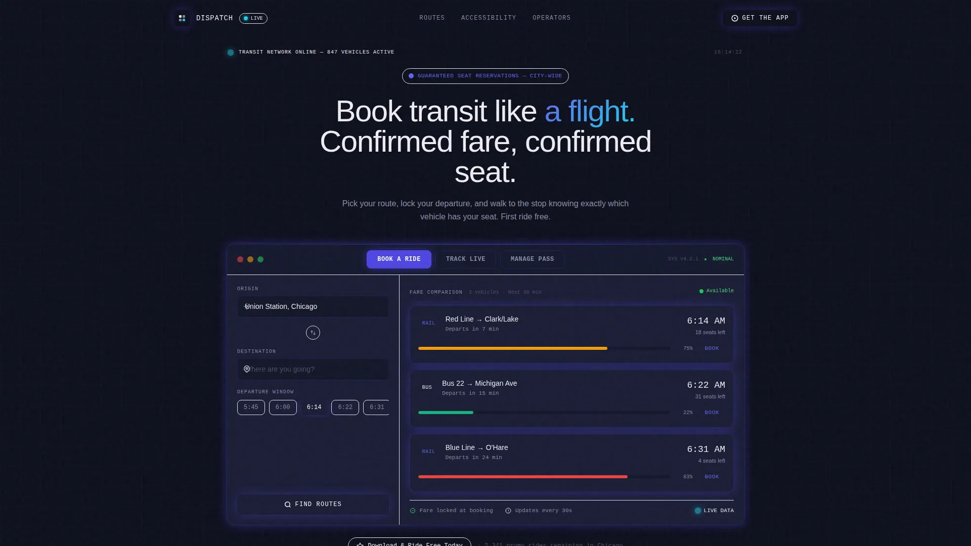 Public Transit Vertical SaaS Booking Website Template