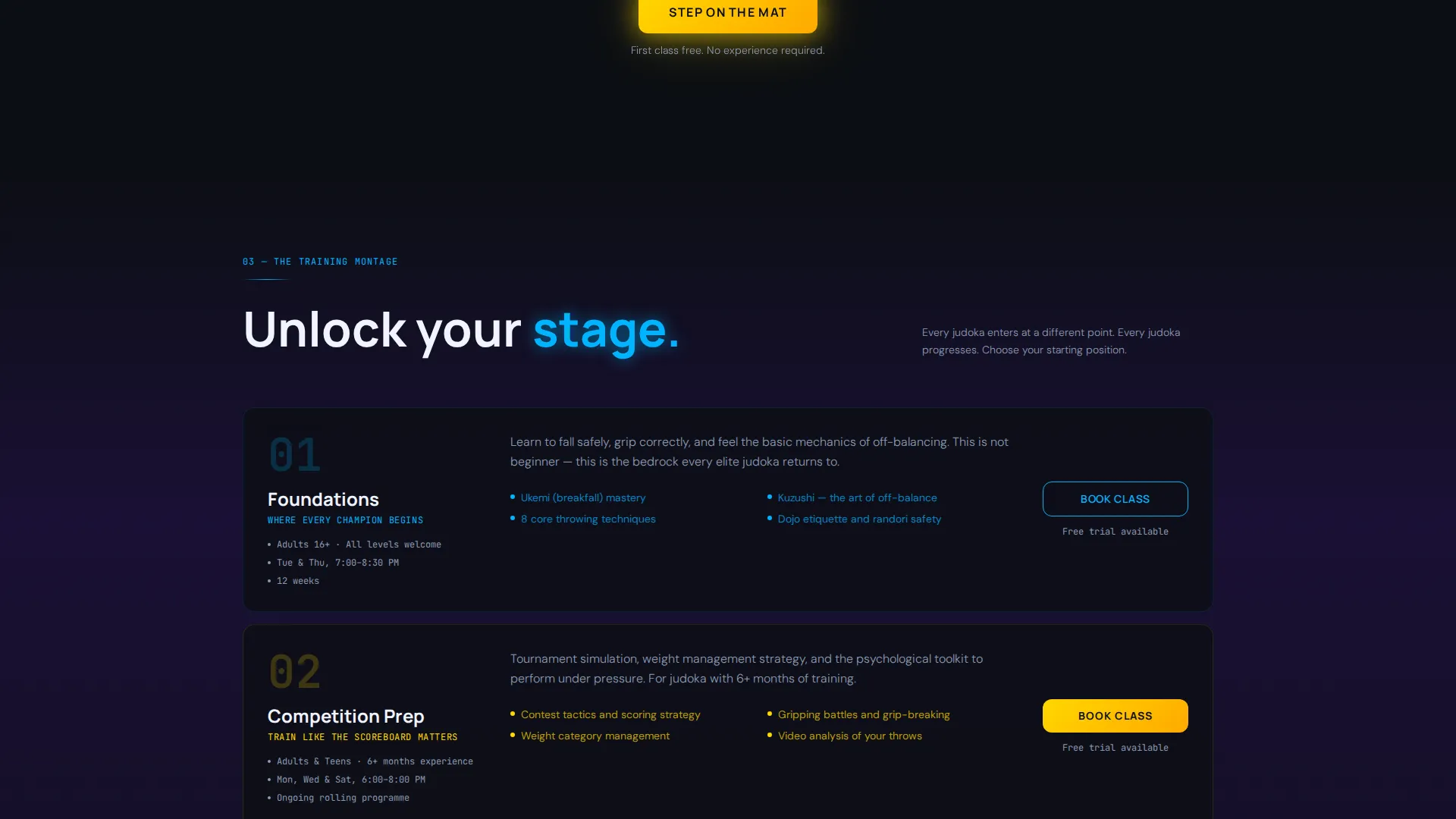 Judo Booking Website Template