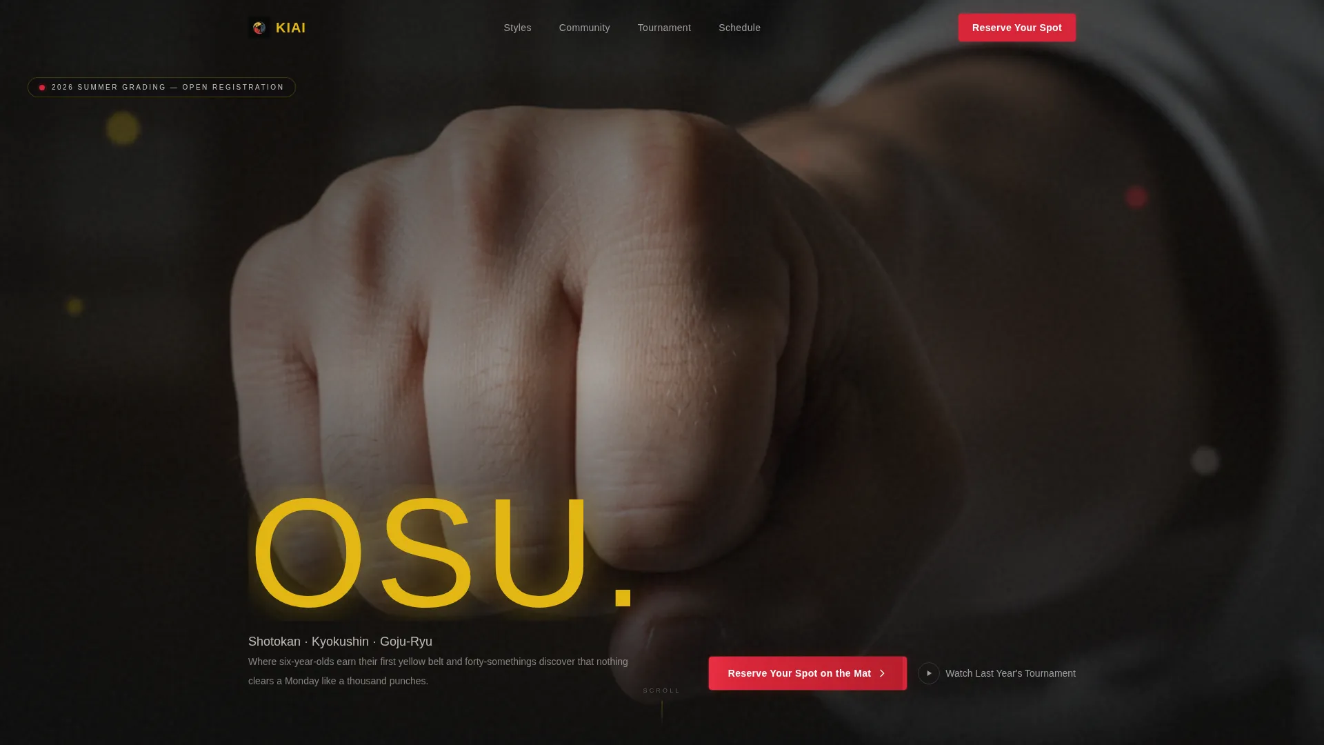 Karate Academy Event Registration Landing Page
