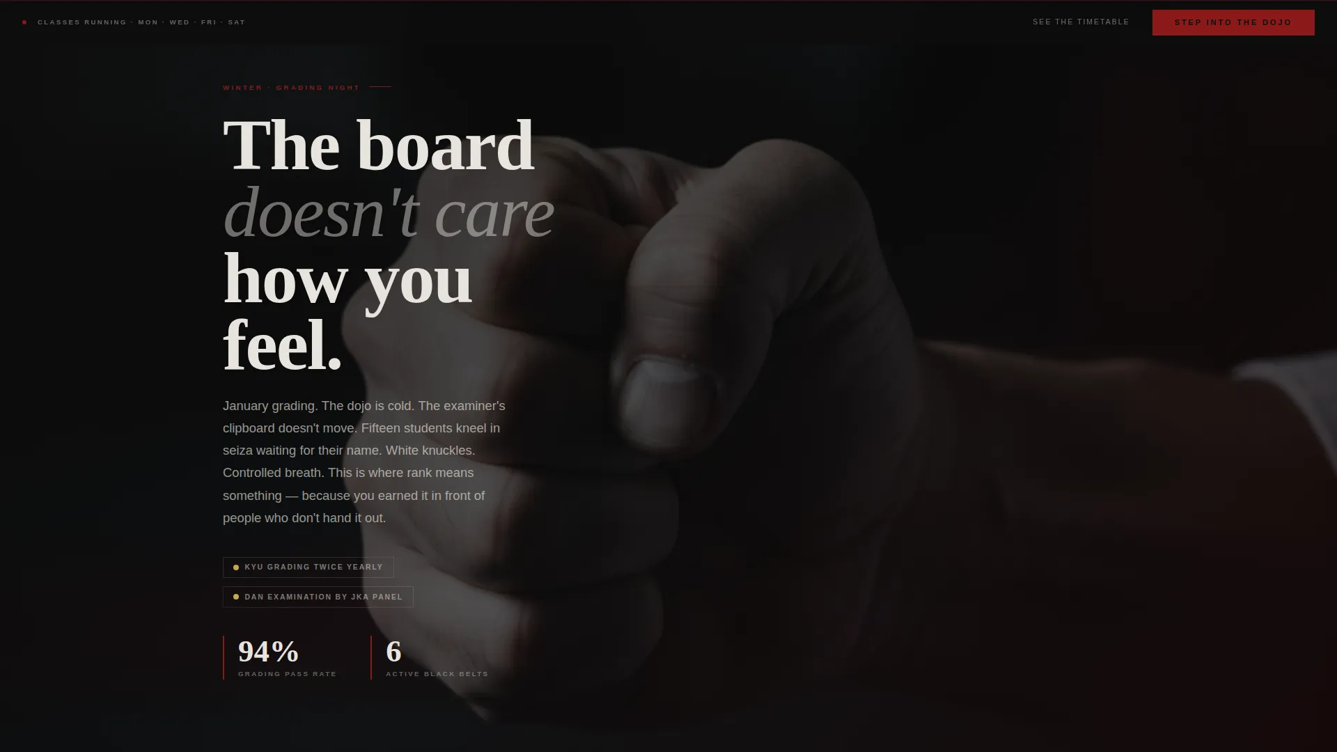 Immersive Karate Landing Page Template for Dojos